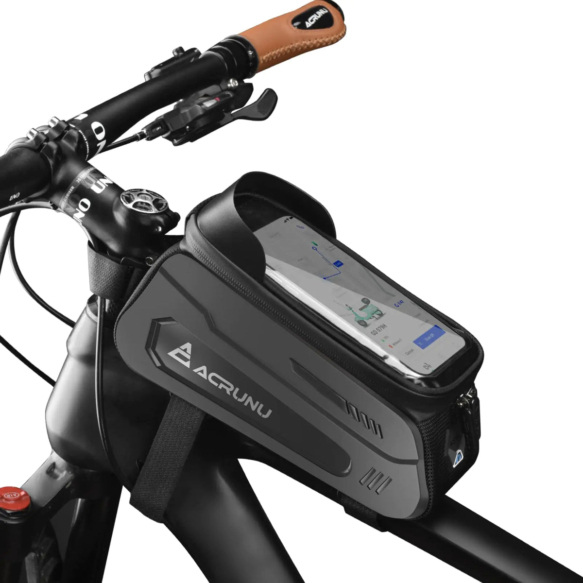 ACRUNU Bike/Bicycle Phone Front Frame Bag Waterproof Tube Bag Cycling Pouch for Men Compatible Phone Under 7.2” (Large)