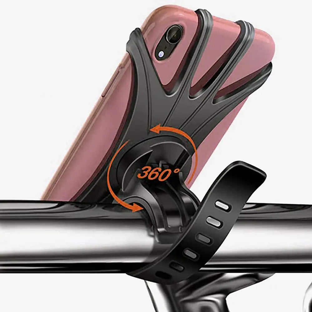 GeGeMu Bike Phone Mount 360°Rotation Silicone Bicycle Phone Holder Non-Slip Stablefor Any Smartphone GPS Other Devices Between 3.5 and 6.5 inches (Black)