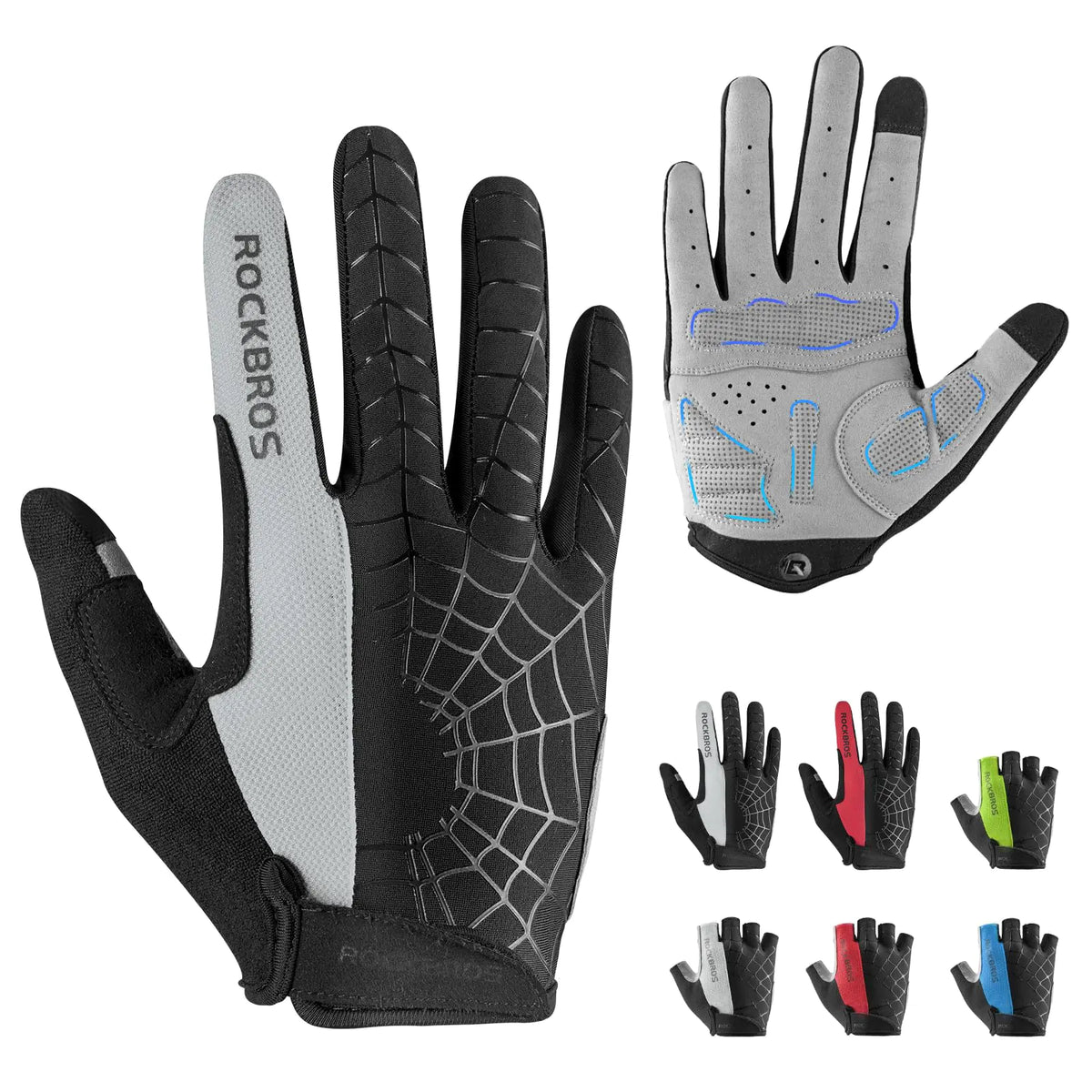 ROCKBROS Cycling Gloves for Men Mountain Bike Gloves Bicycle Gloves SBR Pad Anti-Slip Road Riding Gloves for Spring Autumn Breathable Sports Gloves
