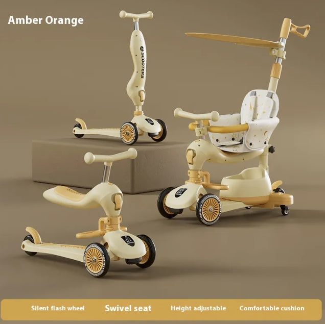 3-in-1 Kids Scooter 0–6 Years – Push, Ride-On & Balance Scooter with Sunshade – product image 3