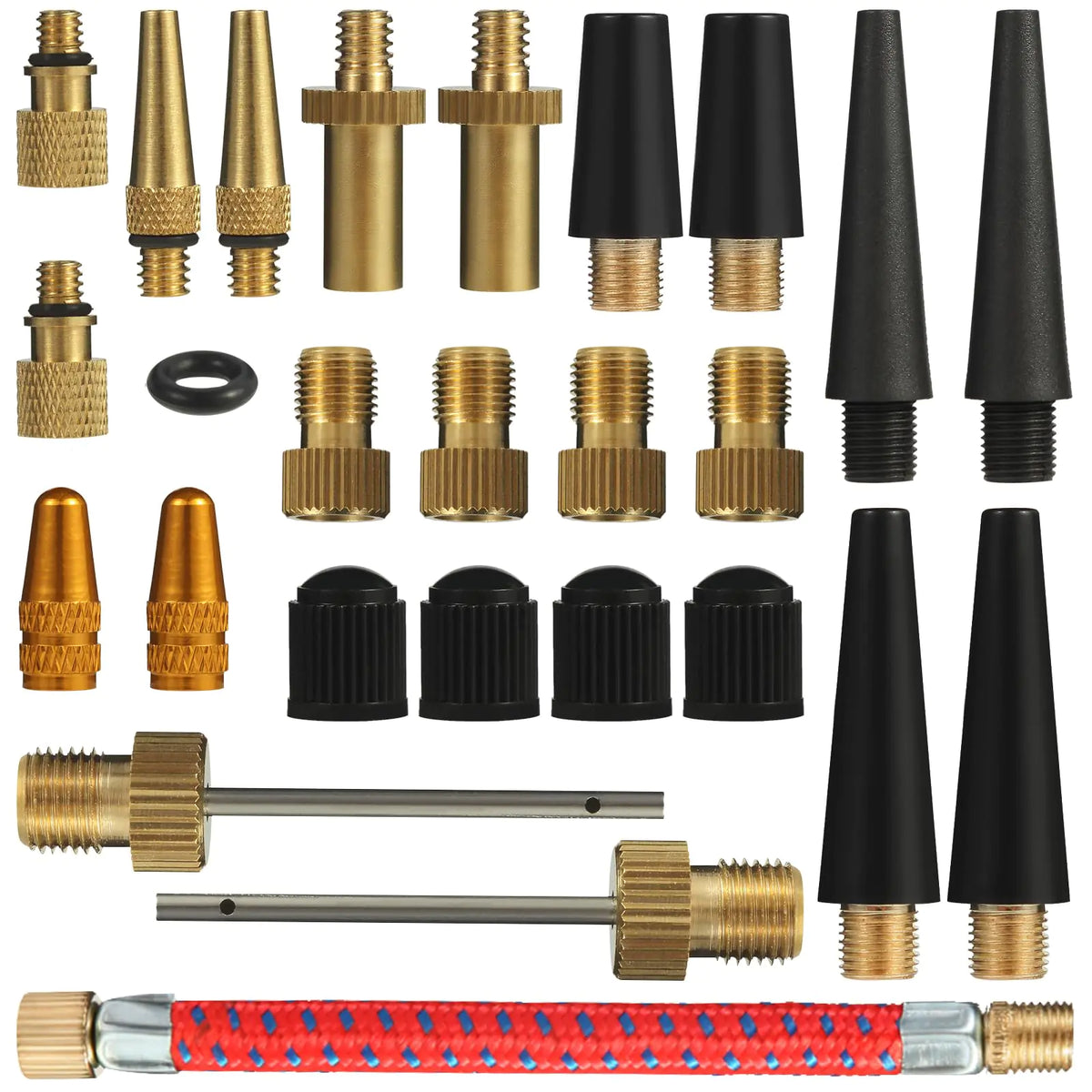 Bicycle Presta Schrader Valve Adaptor Tools 25PCS Brass Bike Pump AdapttersBall Pump Needle Balloon Inflatable Toys Nozzle Inflator Adapter Air Pump Accessories for Standard Pump or Air Compressor