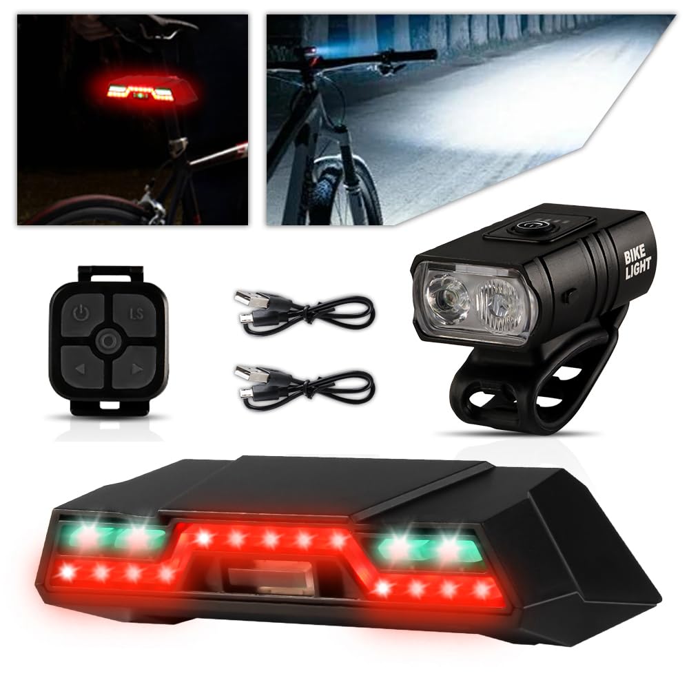 Rechargeable Front and Rear Bike Light Set with Turn Signals