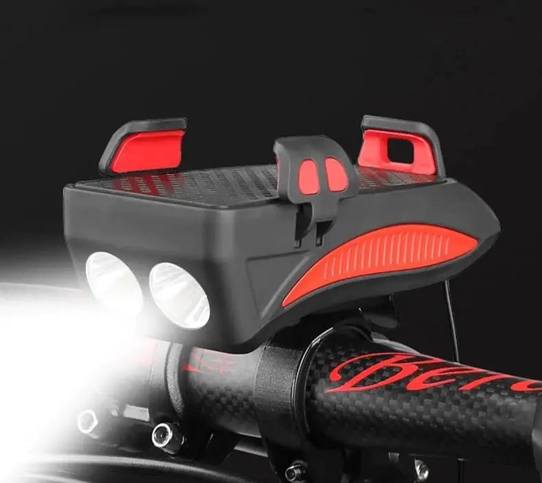 4-in-1 Rechargeable Bicycle Light with Horn and Mount