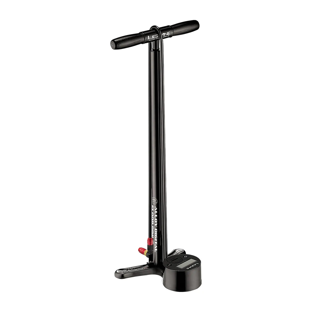 LEZYNE Alloy Digital Drive 3.5 High Pressure Bicycle Floor Pump with 3.5" Digital Gauge Durable Aluminum 220PSI Tire Air Pump for Road/Track Bikes ABS-1 Pro Chuck Presta/Schrader Valve Black Gloss
