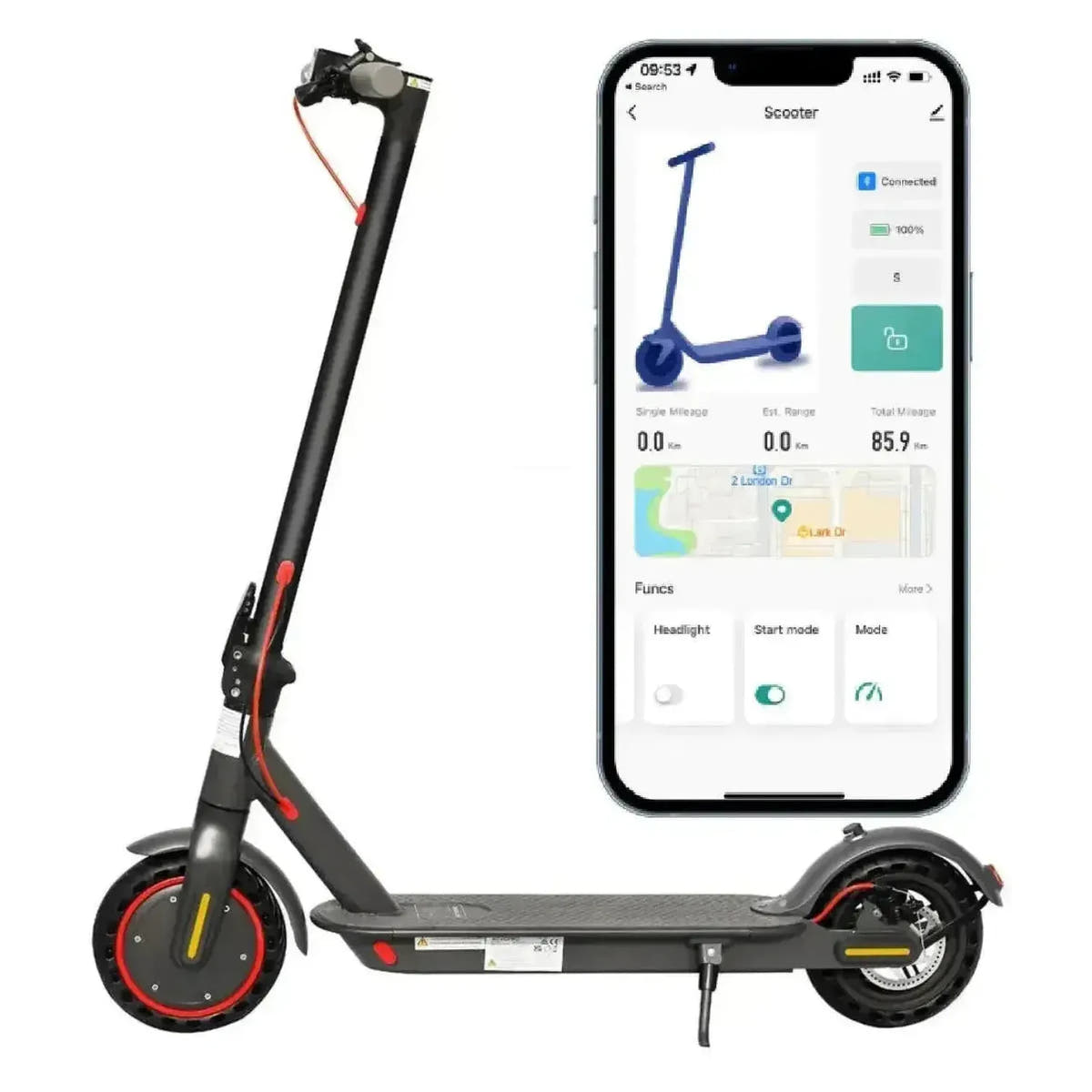 AOVOPRO ES80 Electric Scooter Foldable with App and Solid Tyres Waterproof