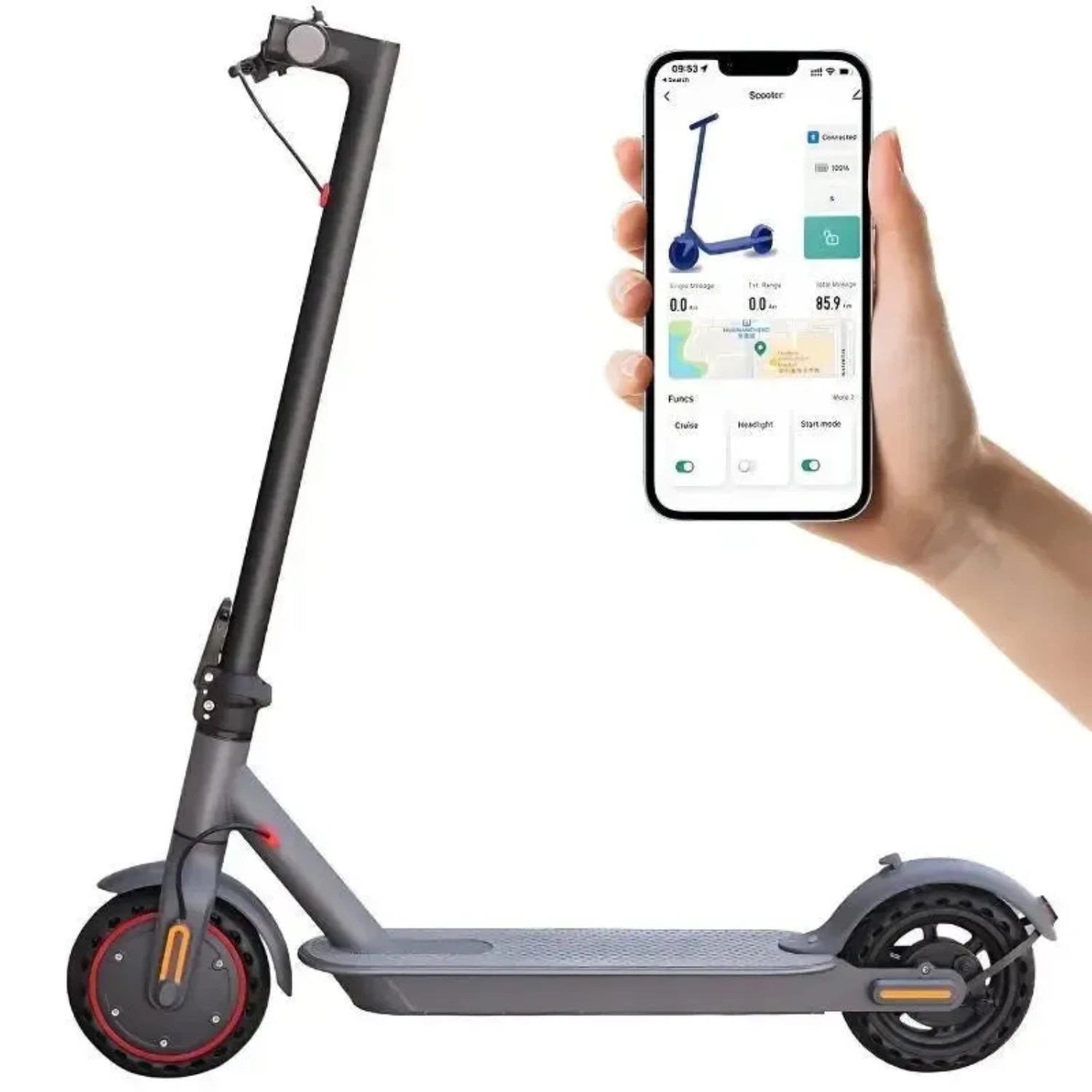 AOVOPRO Tuya Electric Scooter Foldable with App and Solid Tyres up to 31 Km/h