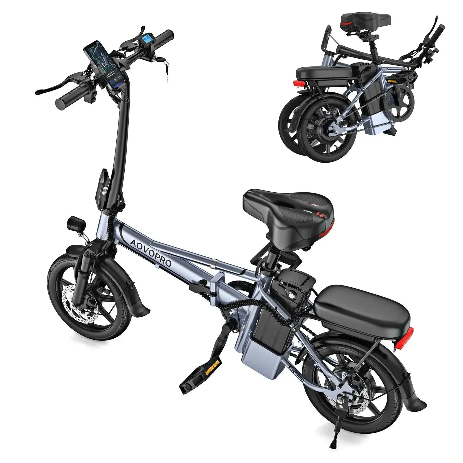 AOVOPRO EB60 Foldable Electric Bike Fat Tyre with Dual Suspension up to 35 Km/h