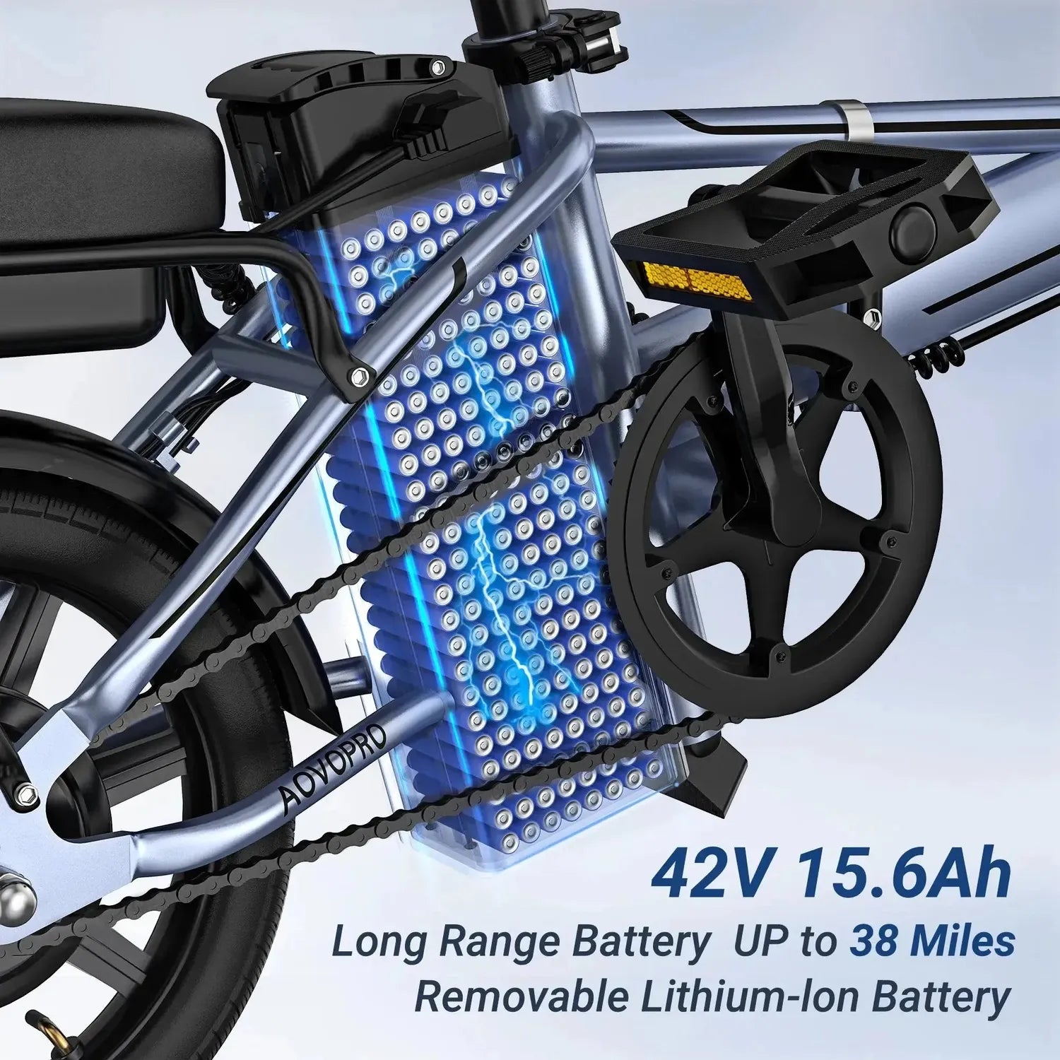 AOVOPRO EB60 Foldable Electric Bike Fat Tyre with Dual Suspension up to 35 Km/h