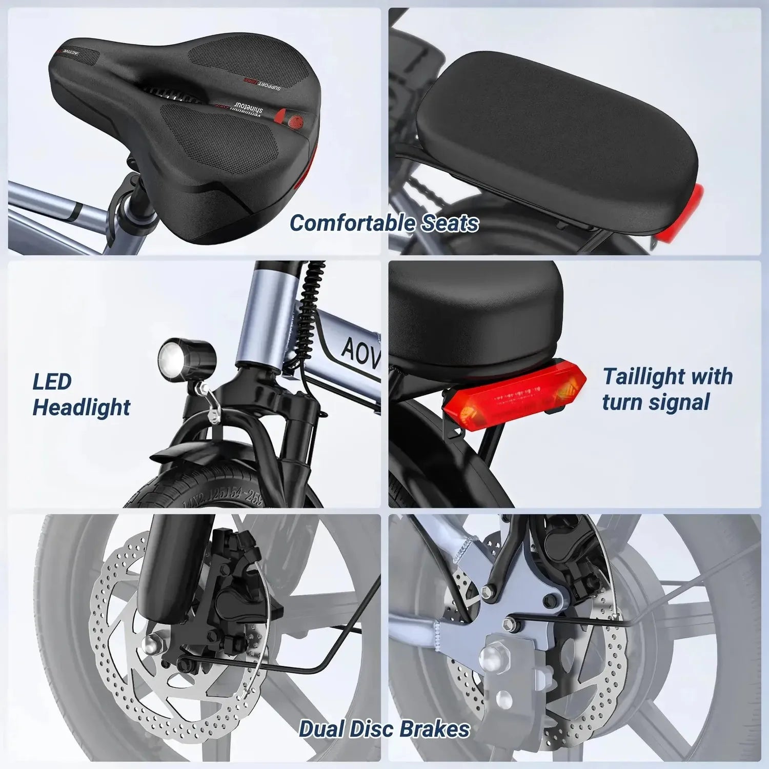 AOVOPRO EB60 Foldable Electric Bike Fat Tyre with Dual Suspension up to 35 Km/h