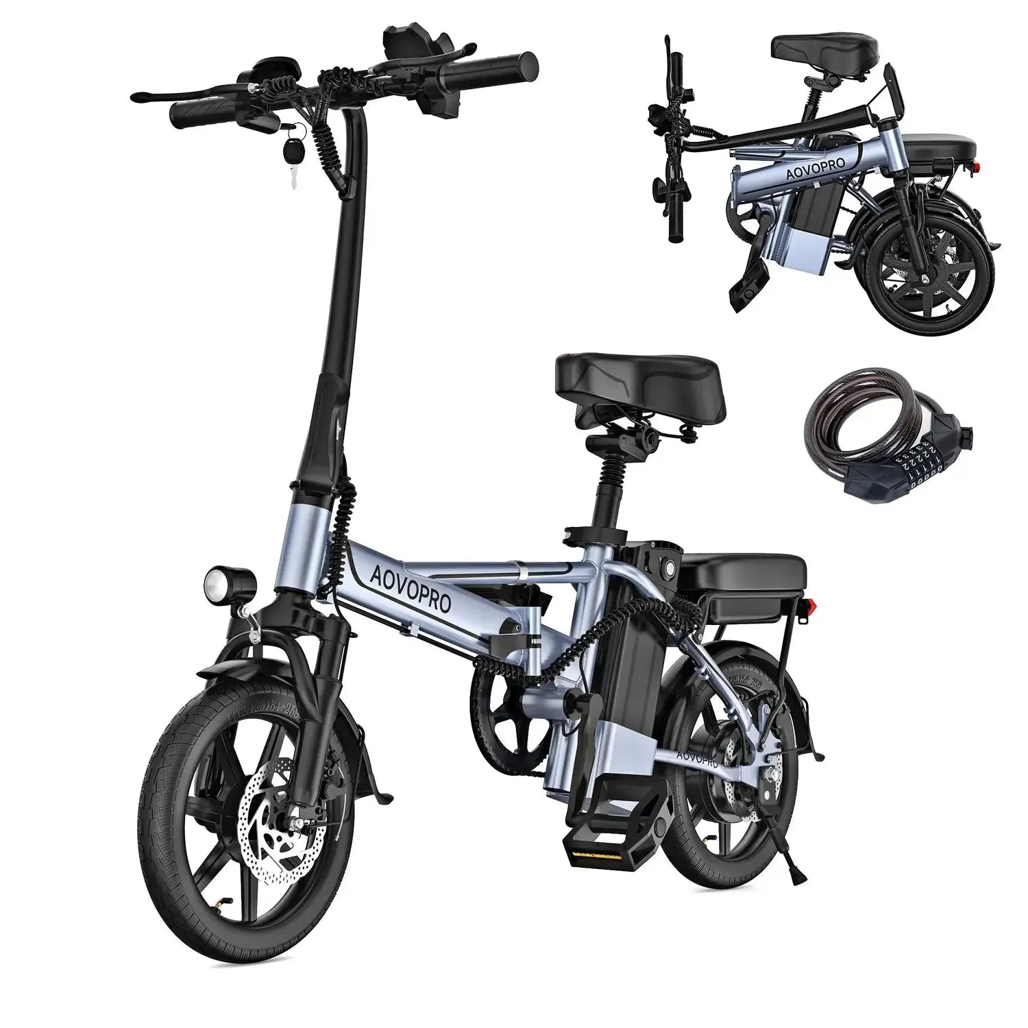AOVOPRO EB60 Foldable Electric Bike Fat Tyre with Dual Suspension up to 35 Km/h