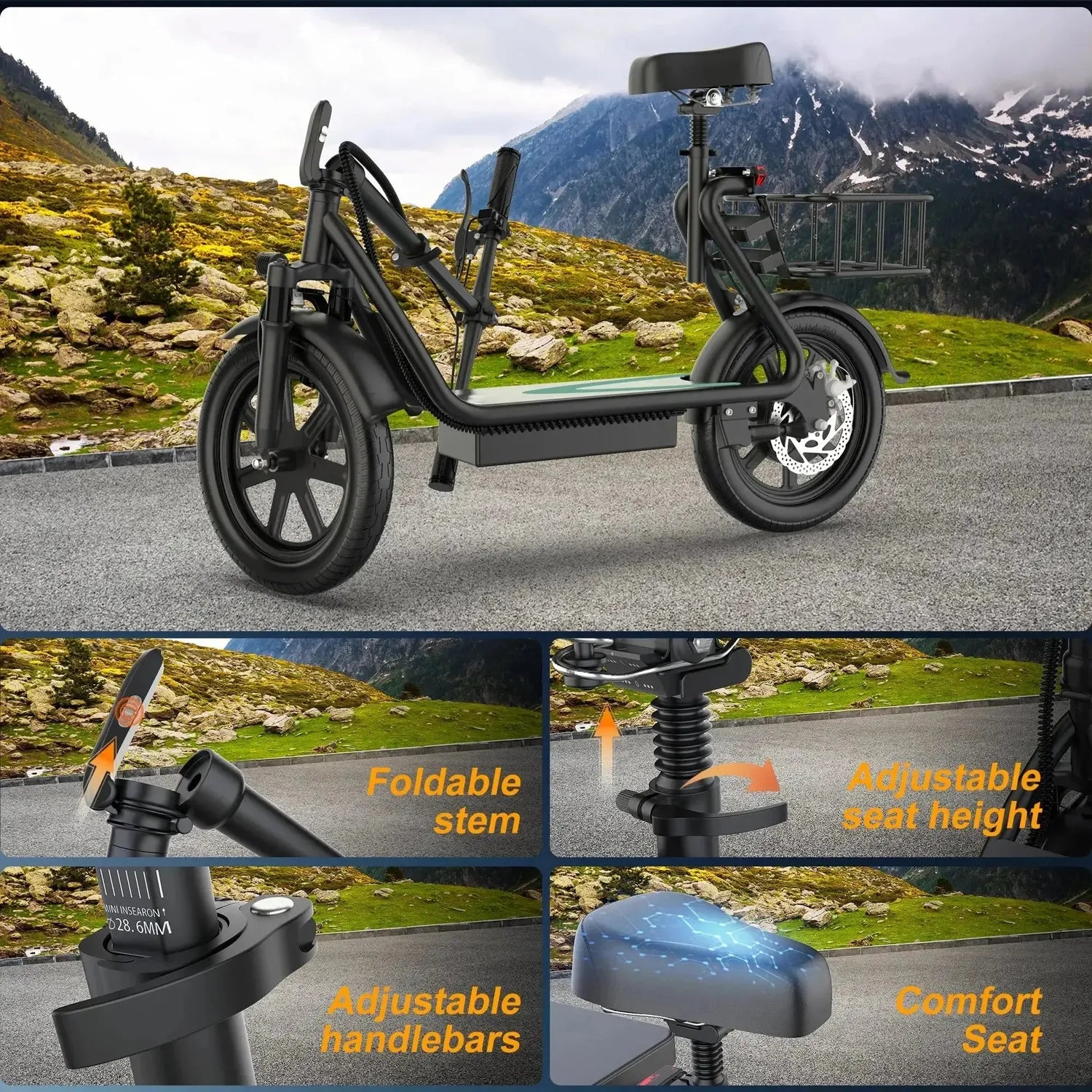 AOVOPRO ESBS Electric Scooter with Seat for Adults and Teens up to 35 Km/h