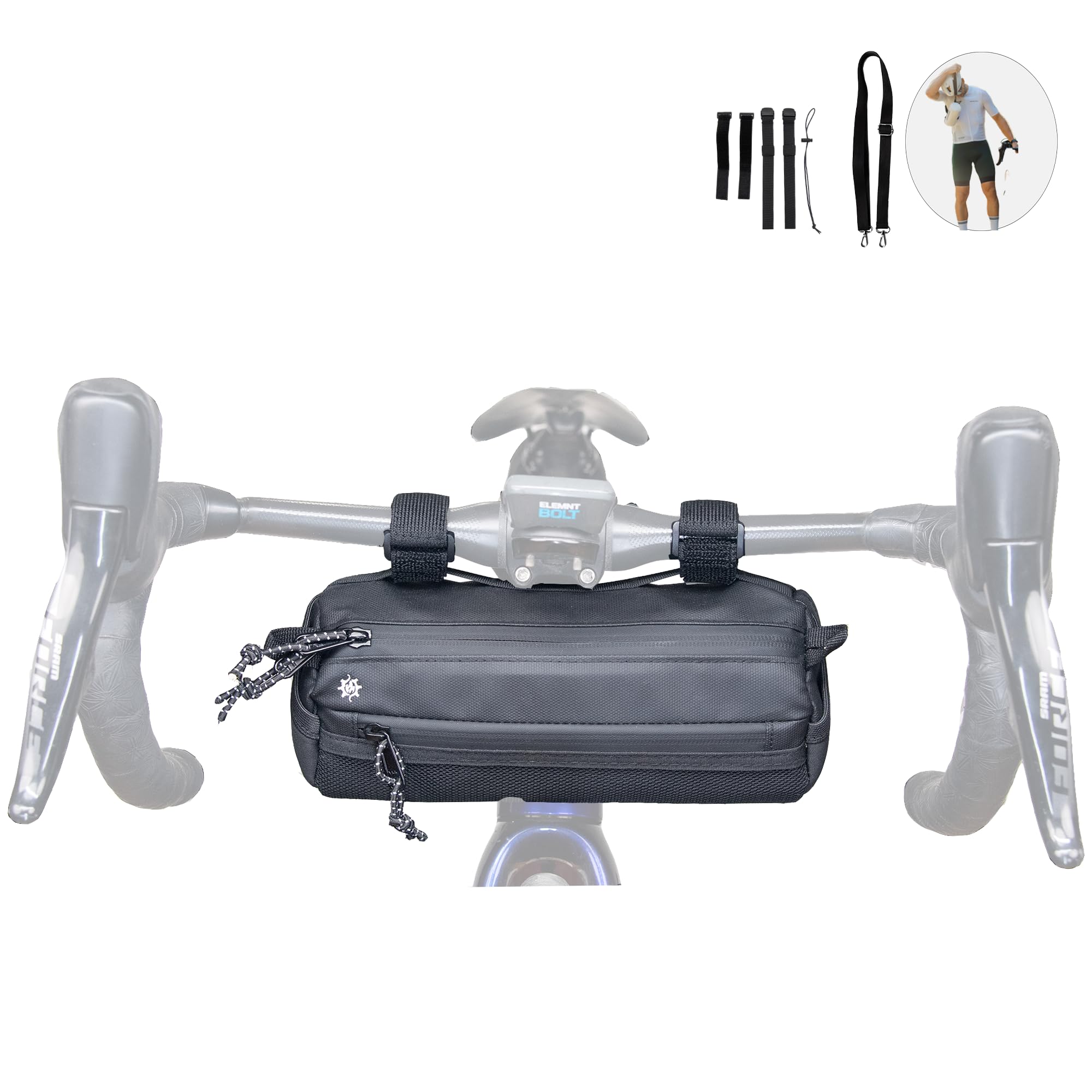 Bike Handlebar Bag – Weather-Resistant Front Bicycle Bag, Large Black