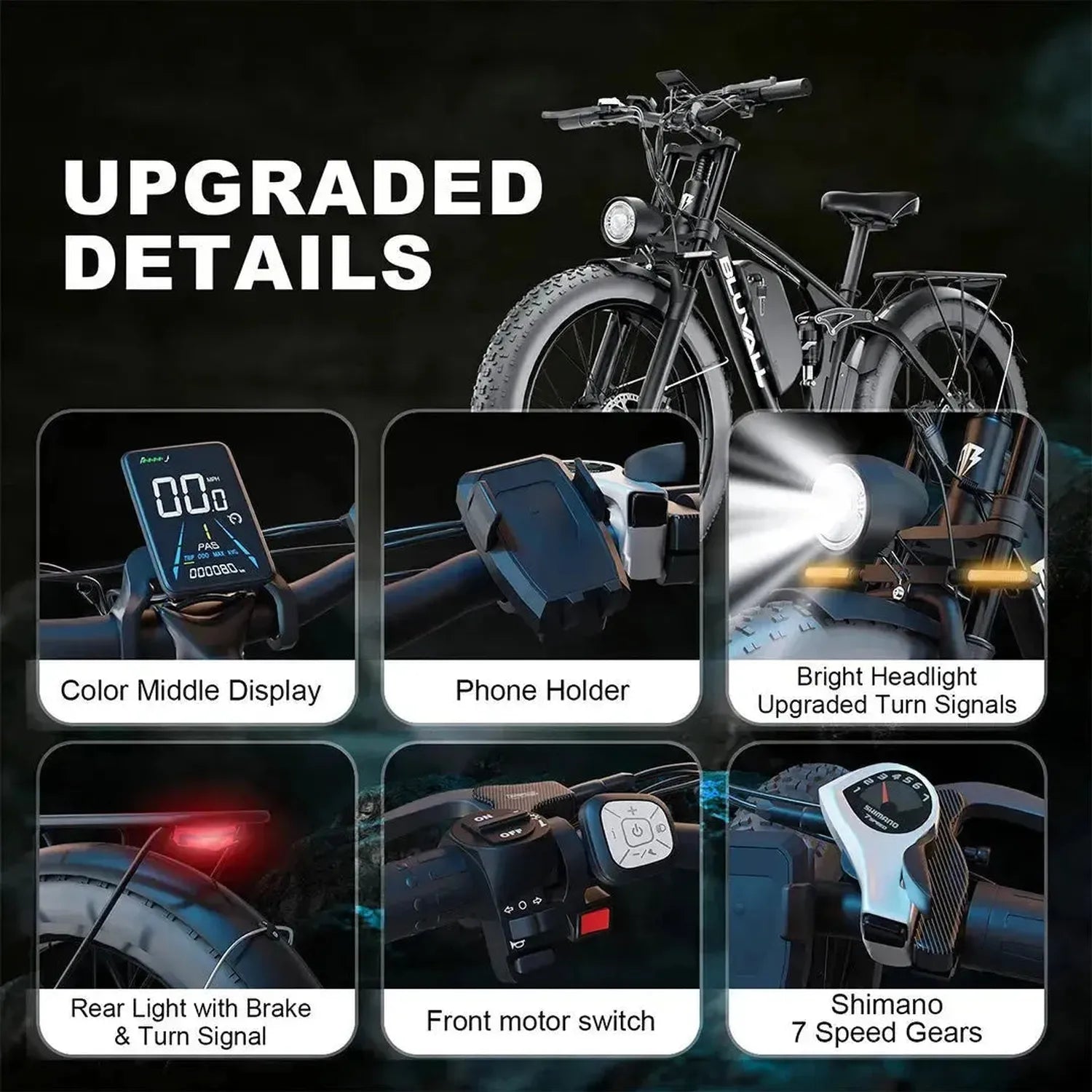 Bluvall V1 Electric Bike Fat Tyre Long Range Full Suspension up to 56 Km/h