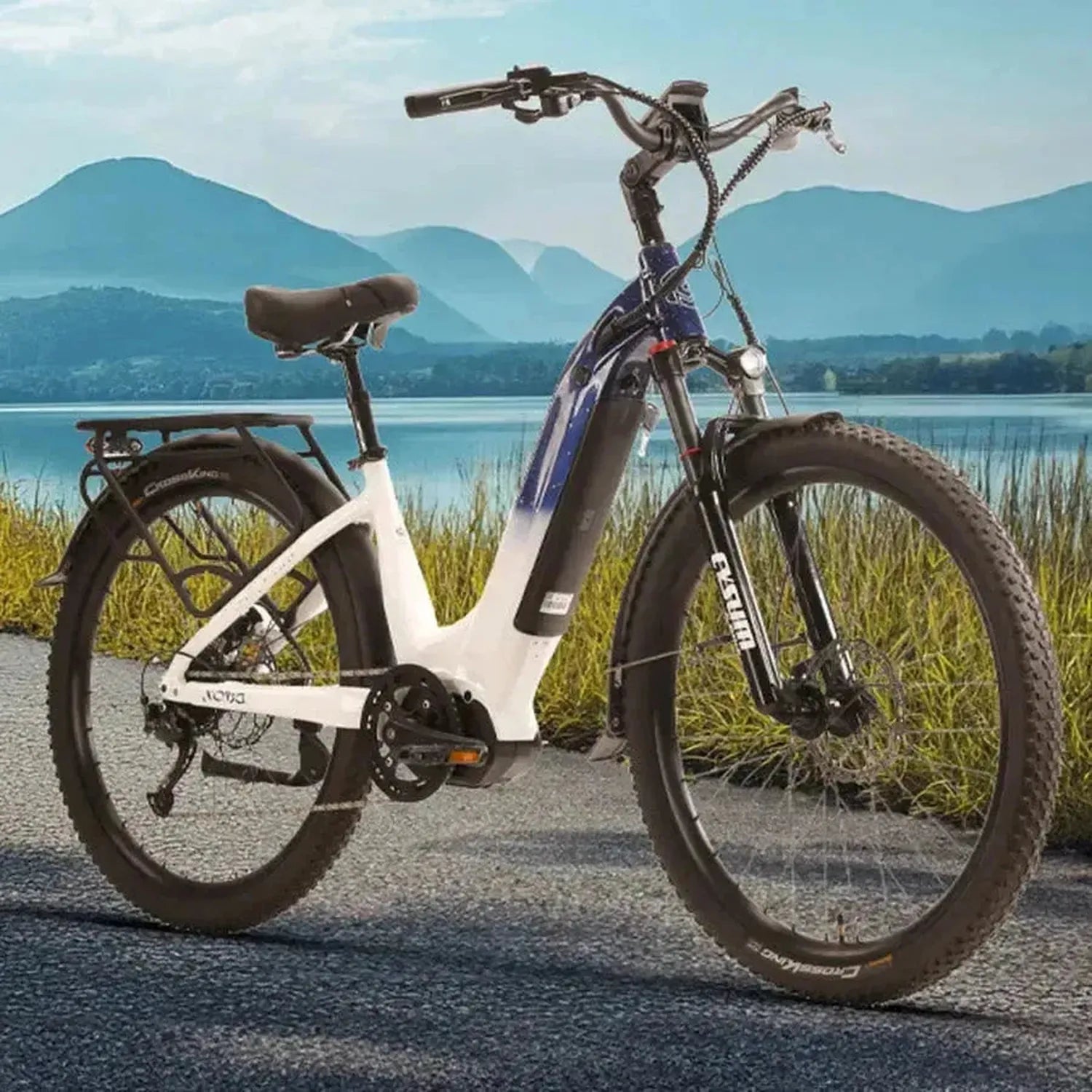 CYSUM Nova Step Through Electric Bike with Rack and Removable Battery up to 42 Km/h