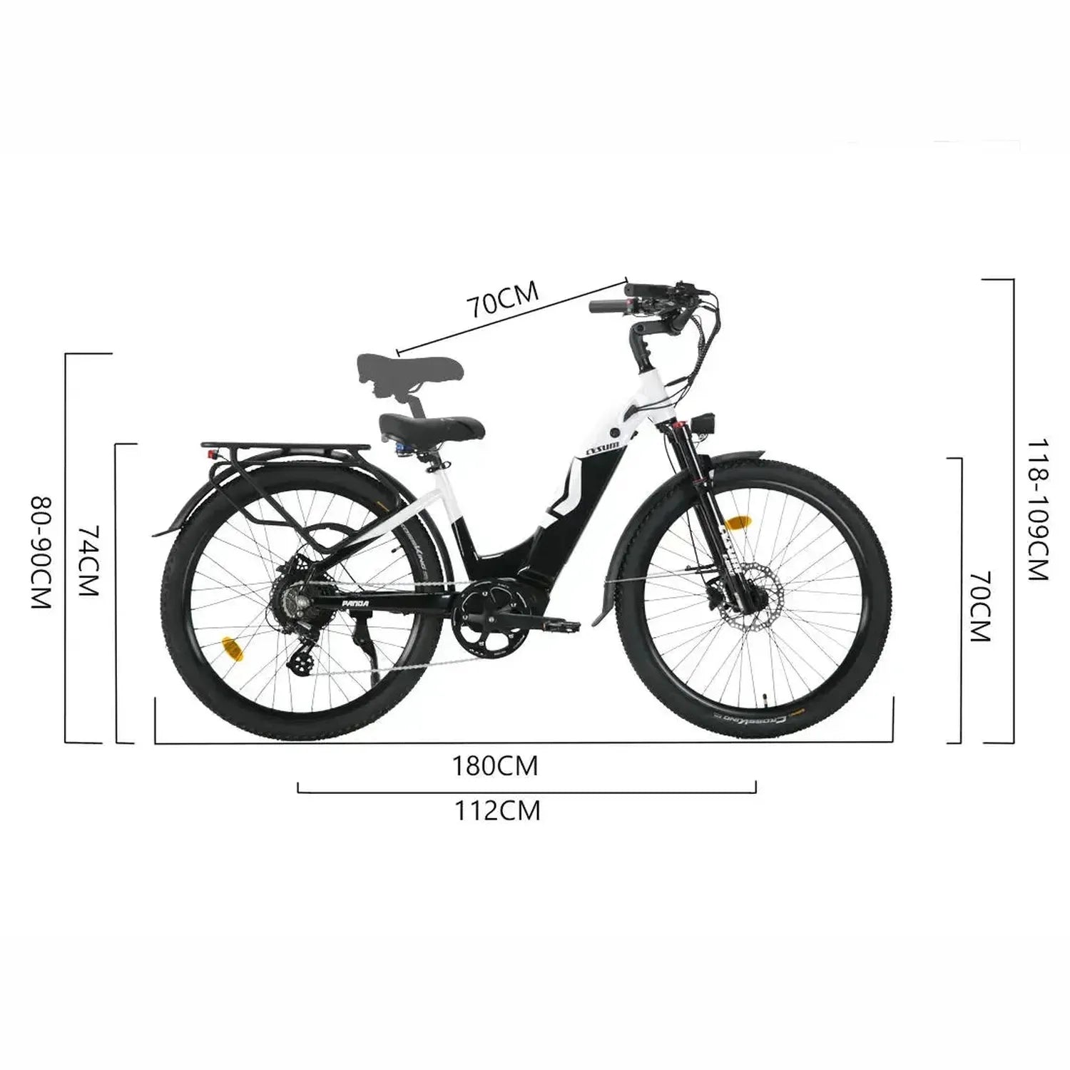 CYSUM Panda Step Through Electric Bike with Rack and Removable Battery up to 25 Km/h