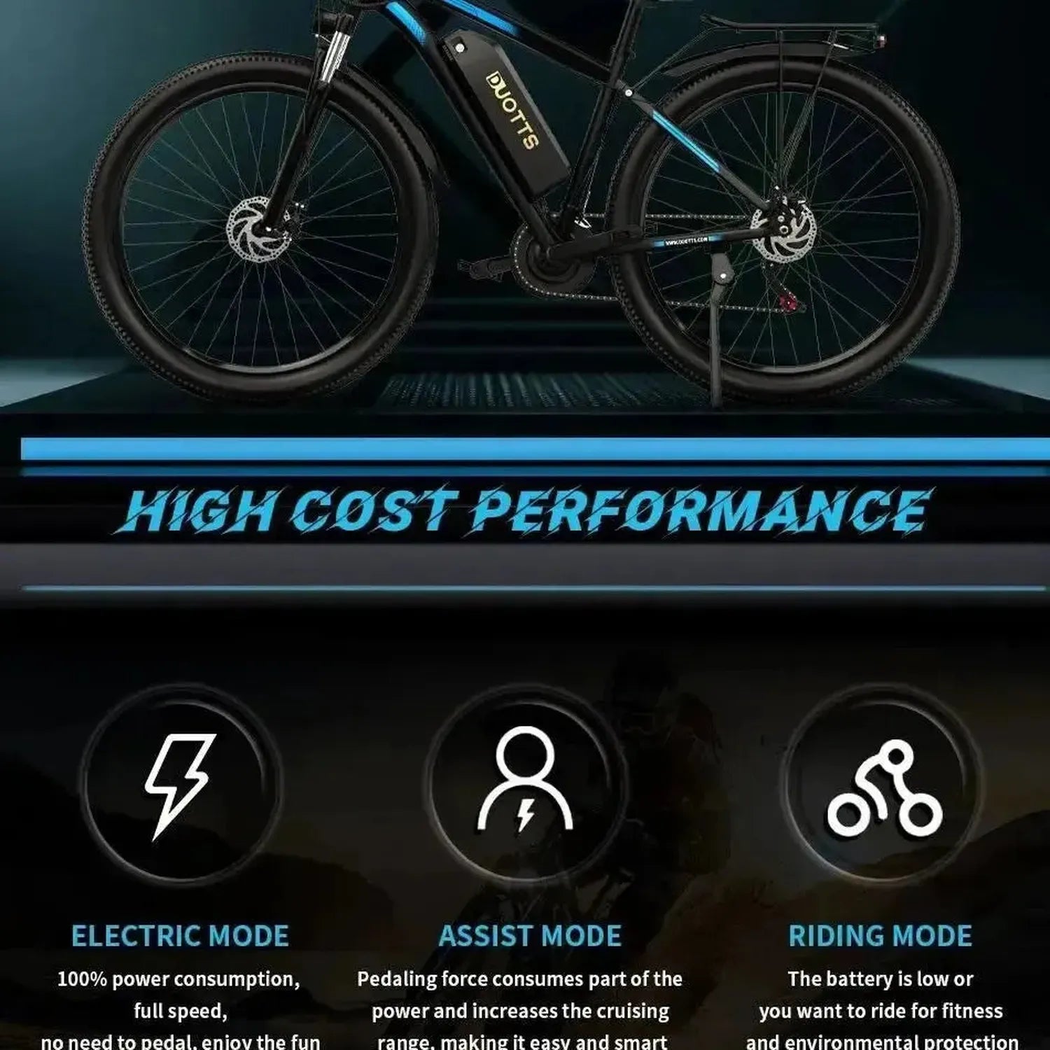 DUOTTS C29 Dual Battery Electric Bike 29 Inch with App and Rear Rack up to 50 Km/h