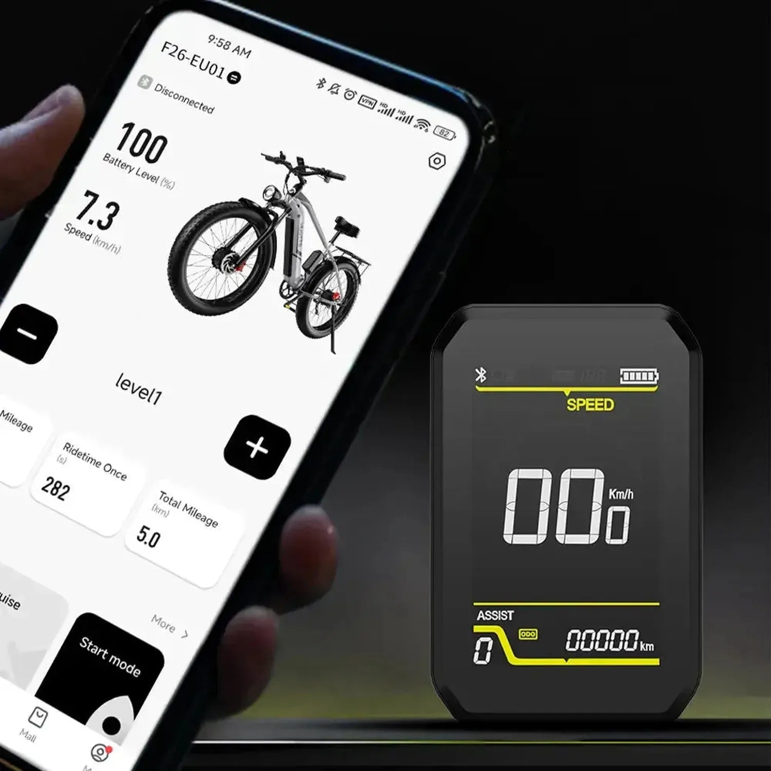 DUOTTS F26 Electric Bike Fat Tyre with Hydraulic Brakes and Bluetooth up to 60 Km/h