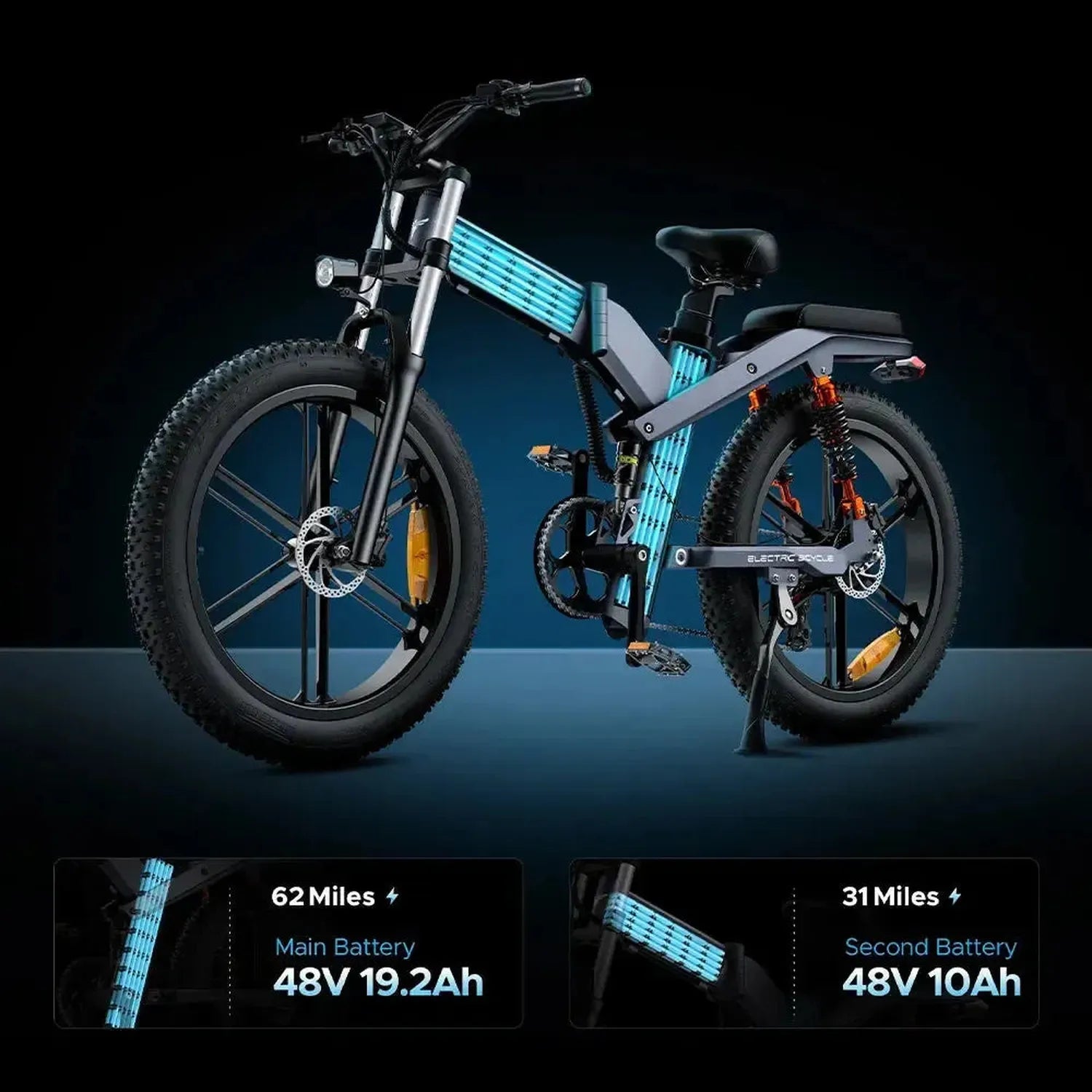 ENGWE X26 Foldable Electric Bike Fat Tyre Dual Battery Long Range up to 50 Km/h