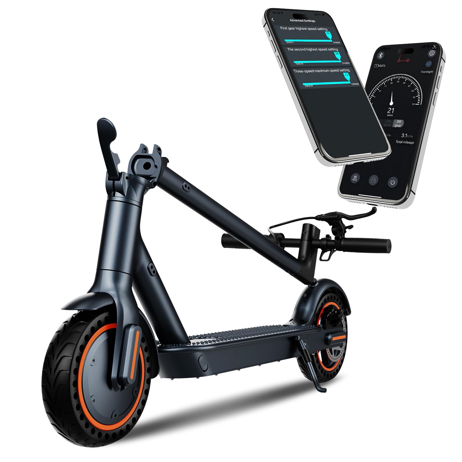 Electric Scooter 500W – 20MPH, 21 Mile Range, App Control, Folding