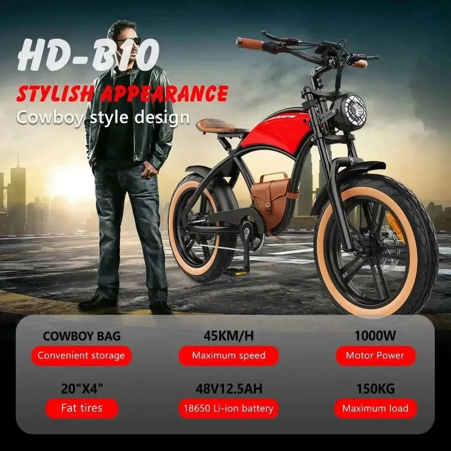 Hidoes B10 Electric Bike Fat Tyre Long Range with Suspension and LCD up to 45 Km/h