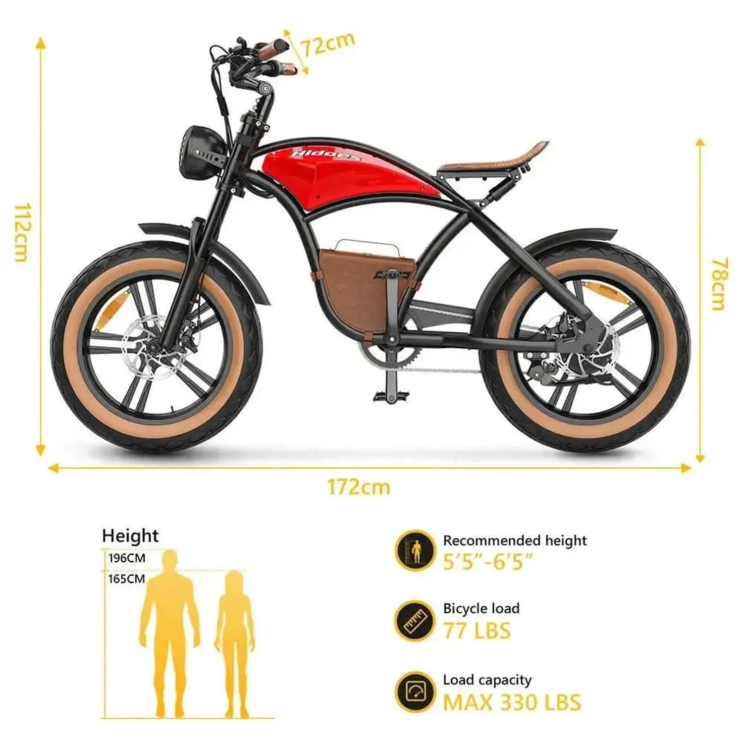Hidoes B10 Electric Bike Fat Tyre Long Range with Suspension and LCD up to 45 Km/h