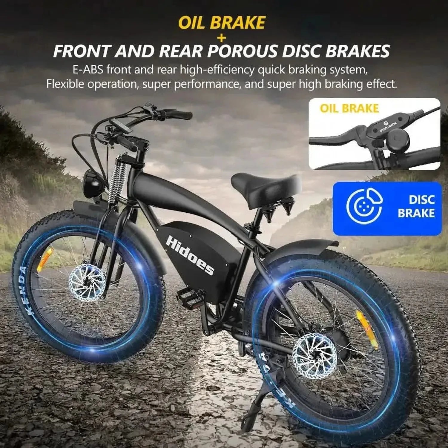 Hidoes B3 Electric Bike Fat Tyre Cruiser Long Range with Suspension up to 60 Km/h
