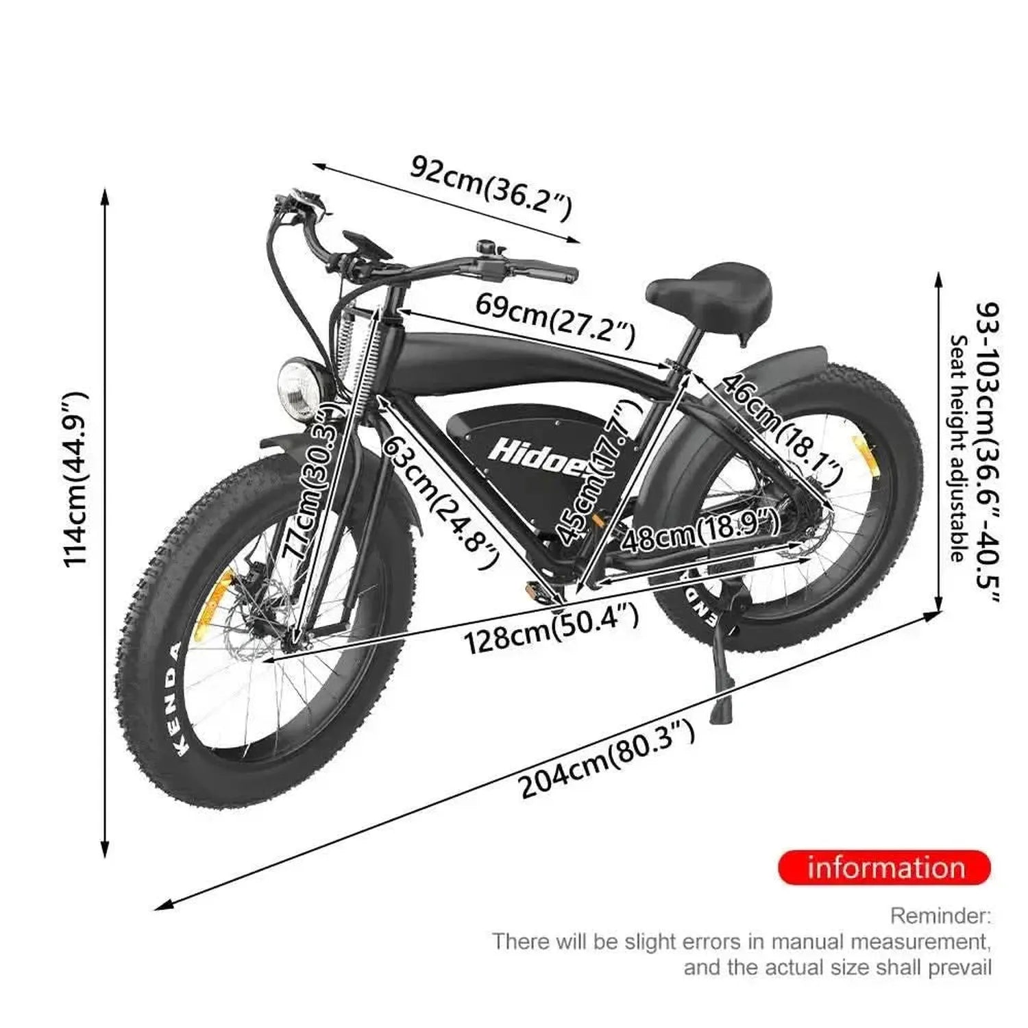 Hidoes B3 Electric Bike Fat Tyre Cruiser Long Range with Suspension up to 60 Km/h