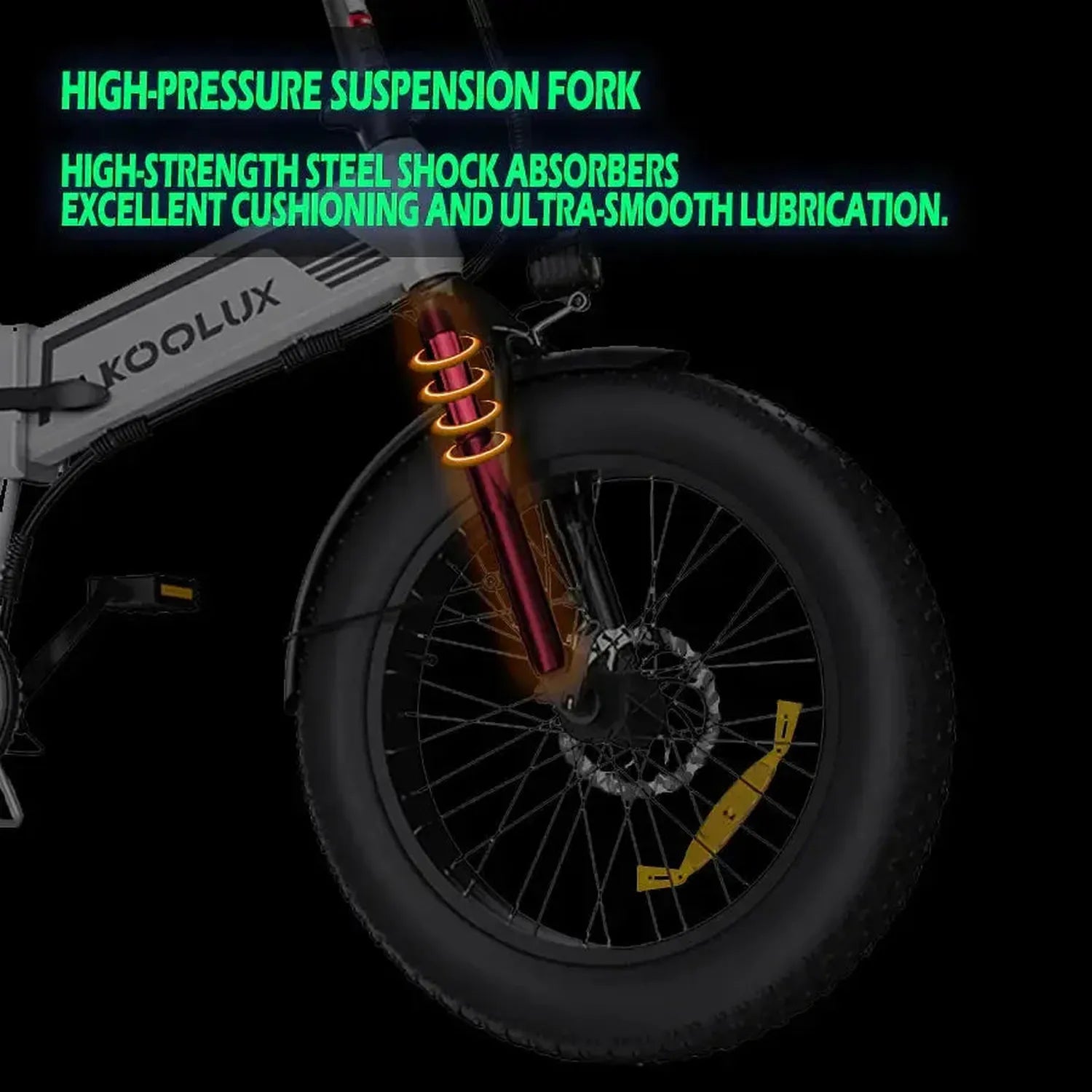 Koolux BK10S Foldable Electric Bike Fat Tyre Long Range with Suspension up to 50 Km/h
