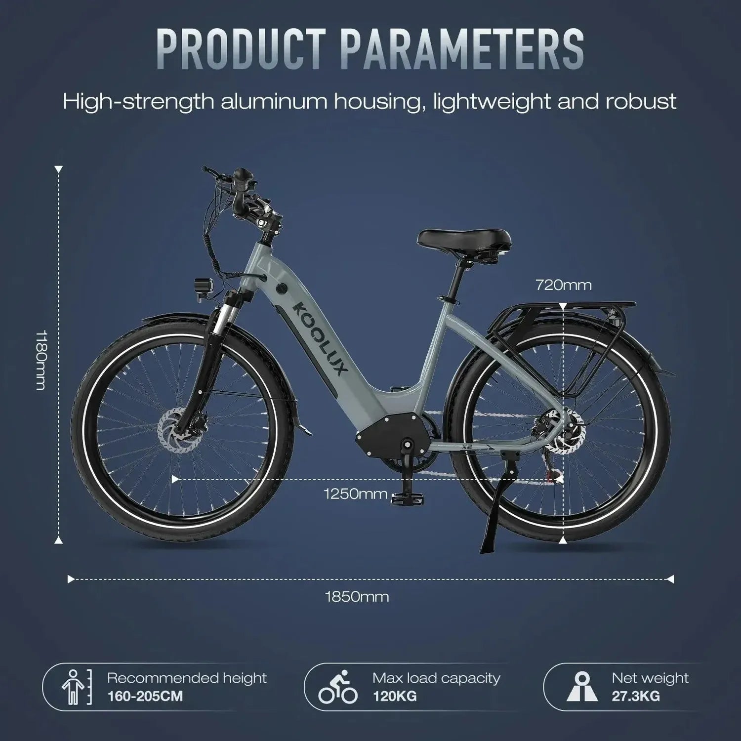Koolux X2 Electric Bike Long Range Commuter with Suspension and Lights up to 45 Km/h