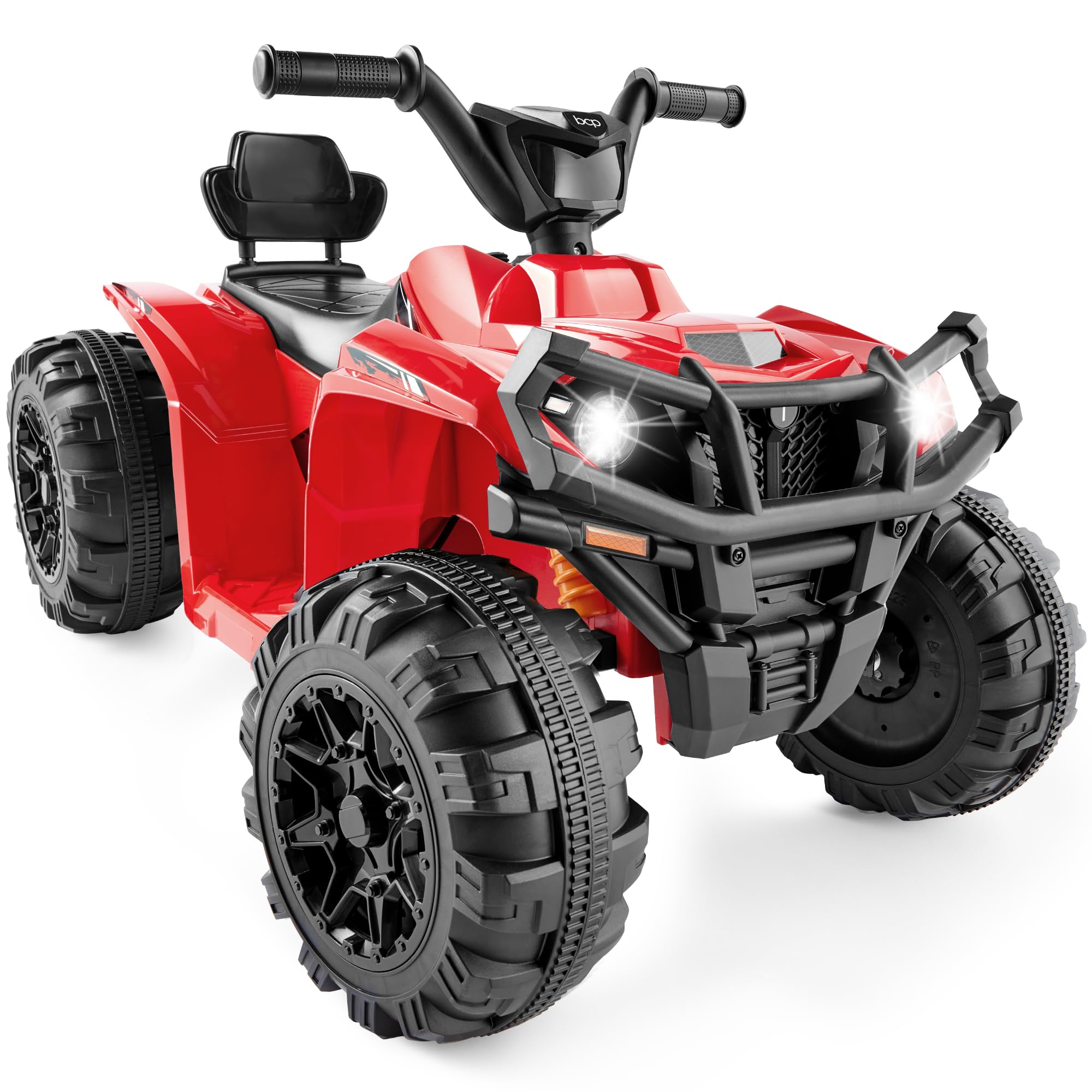 Kids 12V Ride-On ATV Quad – Bluetooth, Lights, 2.4MPH (Red)