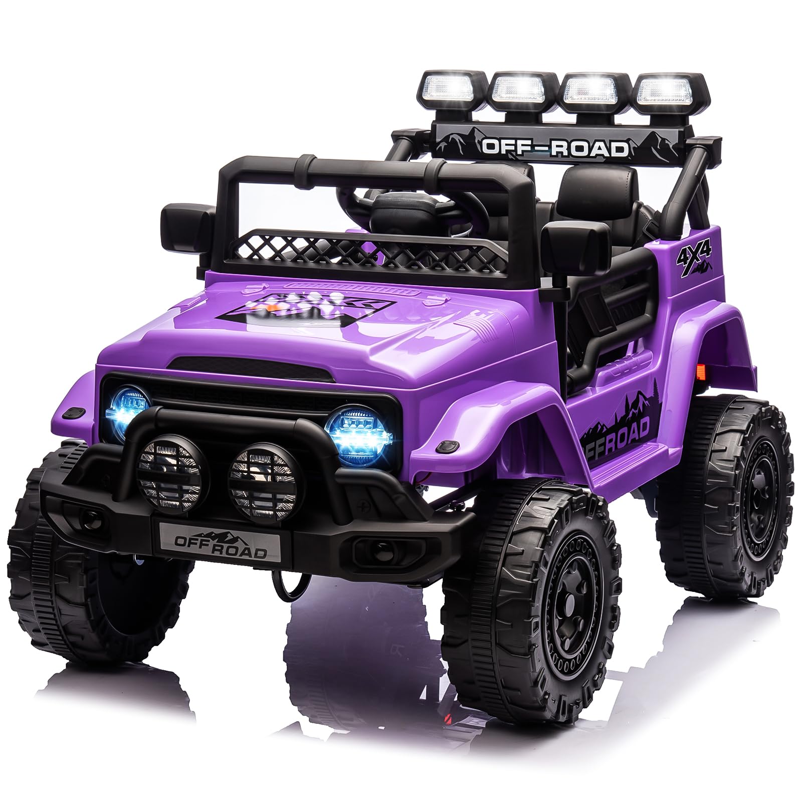 Kids 12V Ride On Truck – Remote Control, LED Lights, Music, Suspension