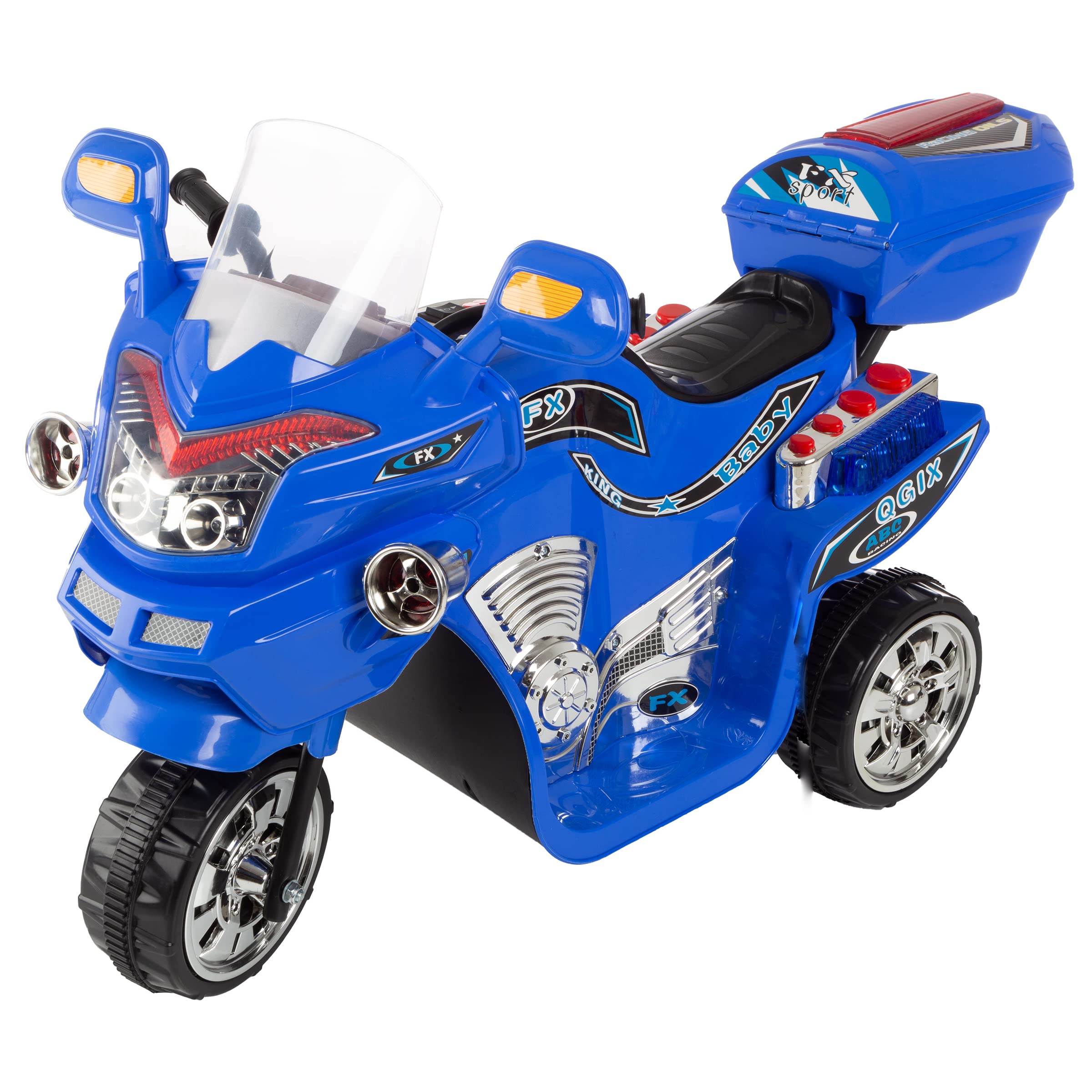 Kids 6V Ride On Motorcycle Trike – 3 Wheel Electric Toy, Blue