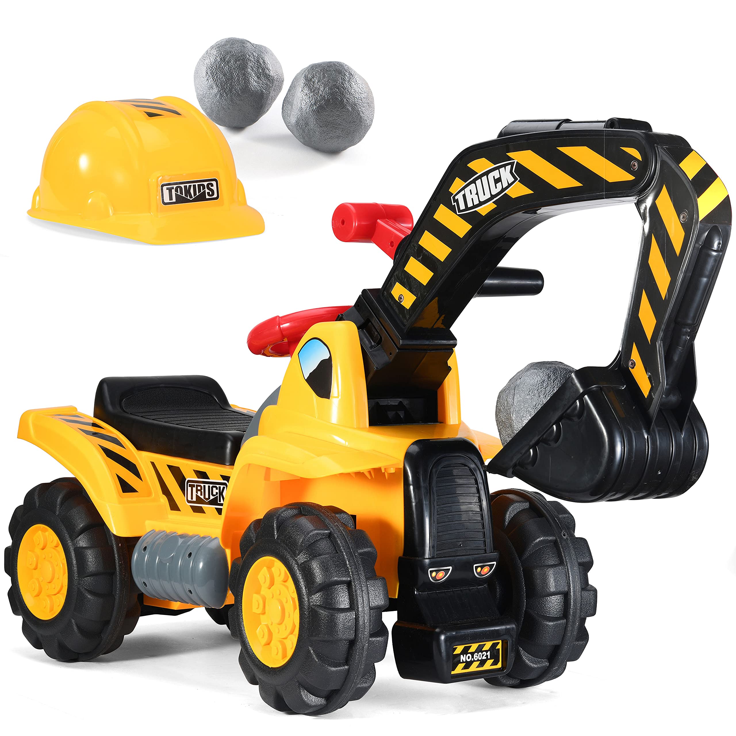 Kids Ride-On Excavator Tractor – Digger Toy with Helmet & Sounds