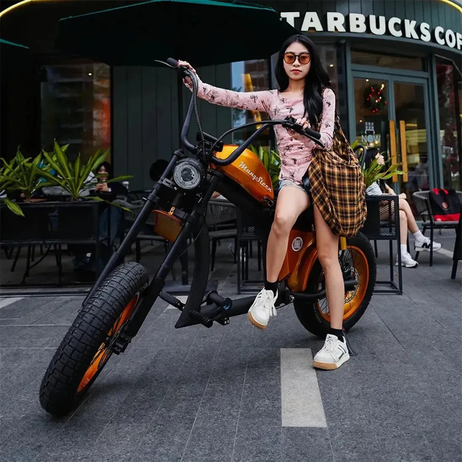 Mangosteen FT02 Electric Bike Chopper Style Long Range Cruiser up to 50 Km/h
