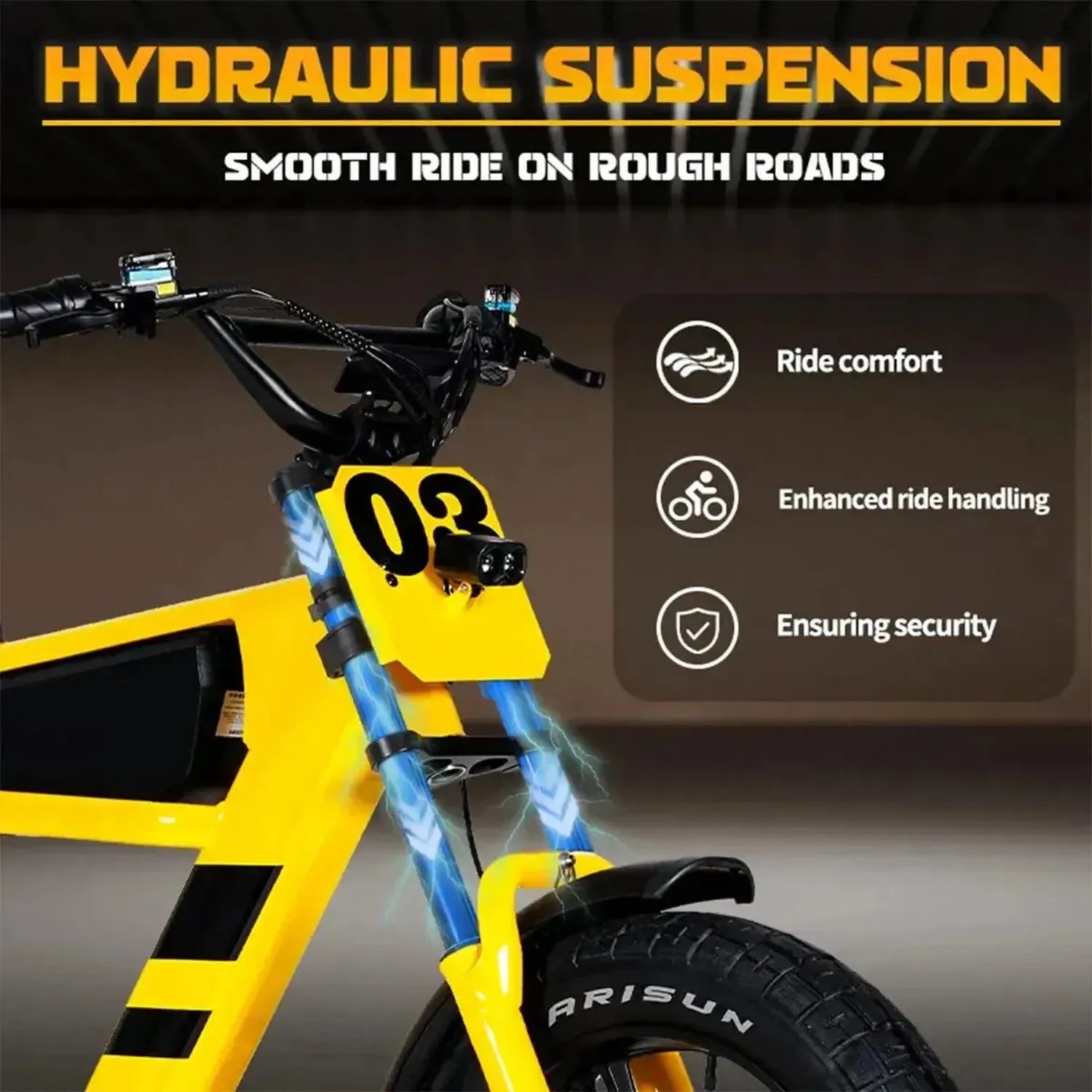 Mangosteen FT03 Electric Bike Fat Tyre Long Range with Hydraulic Brakes up to 50 Km/h