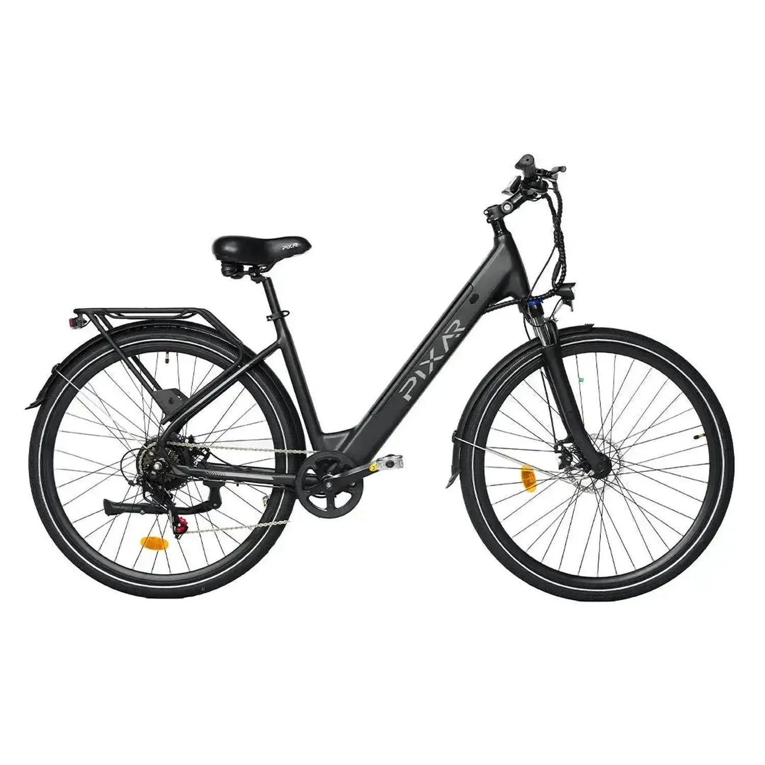 PIXAR City1 Electric Bike 700C Commuter with Rear Rack and LED Lights up to 32 Km/h
