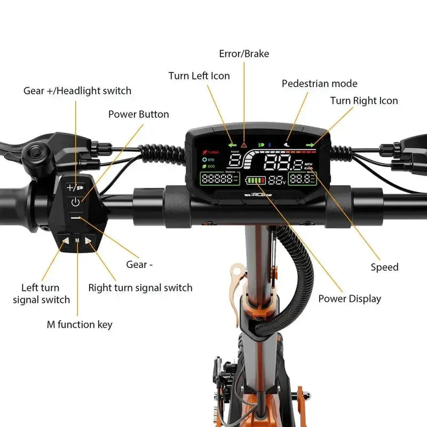 RCB D7 Electric Scooter Long Range Foldable with Suspension and App up to 45 Km/h