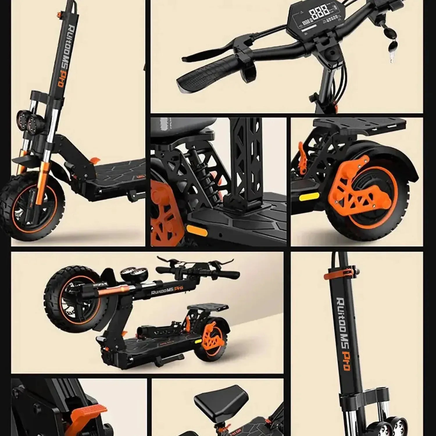 Ruitoo M5 Pro Electric Scooter Long Range Foldable with Suspension up to 55 Km/h