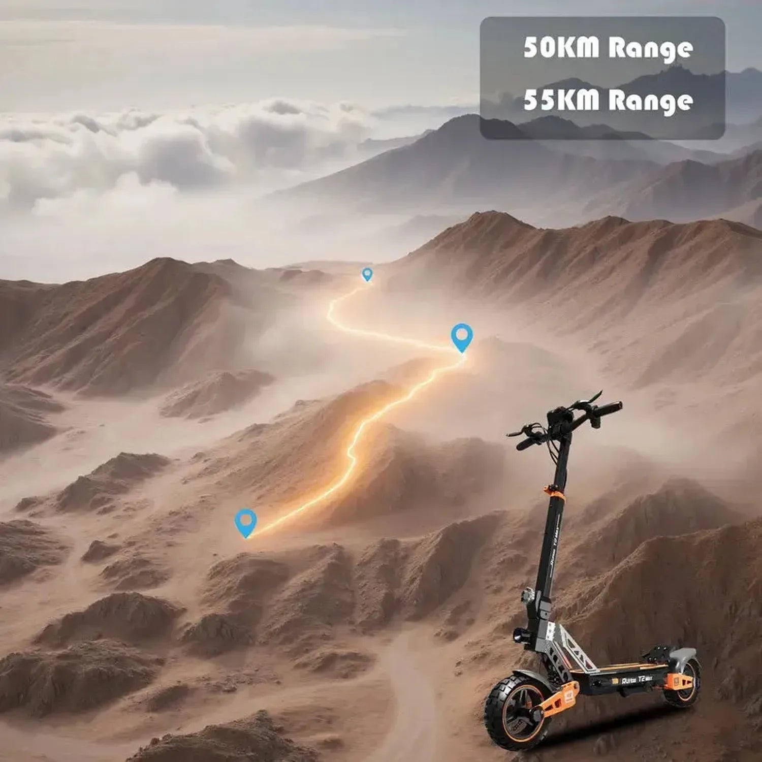 Ruitoo T2 Max Electric Scooter Long Range Foldable with Suspension up to 50 Km/h