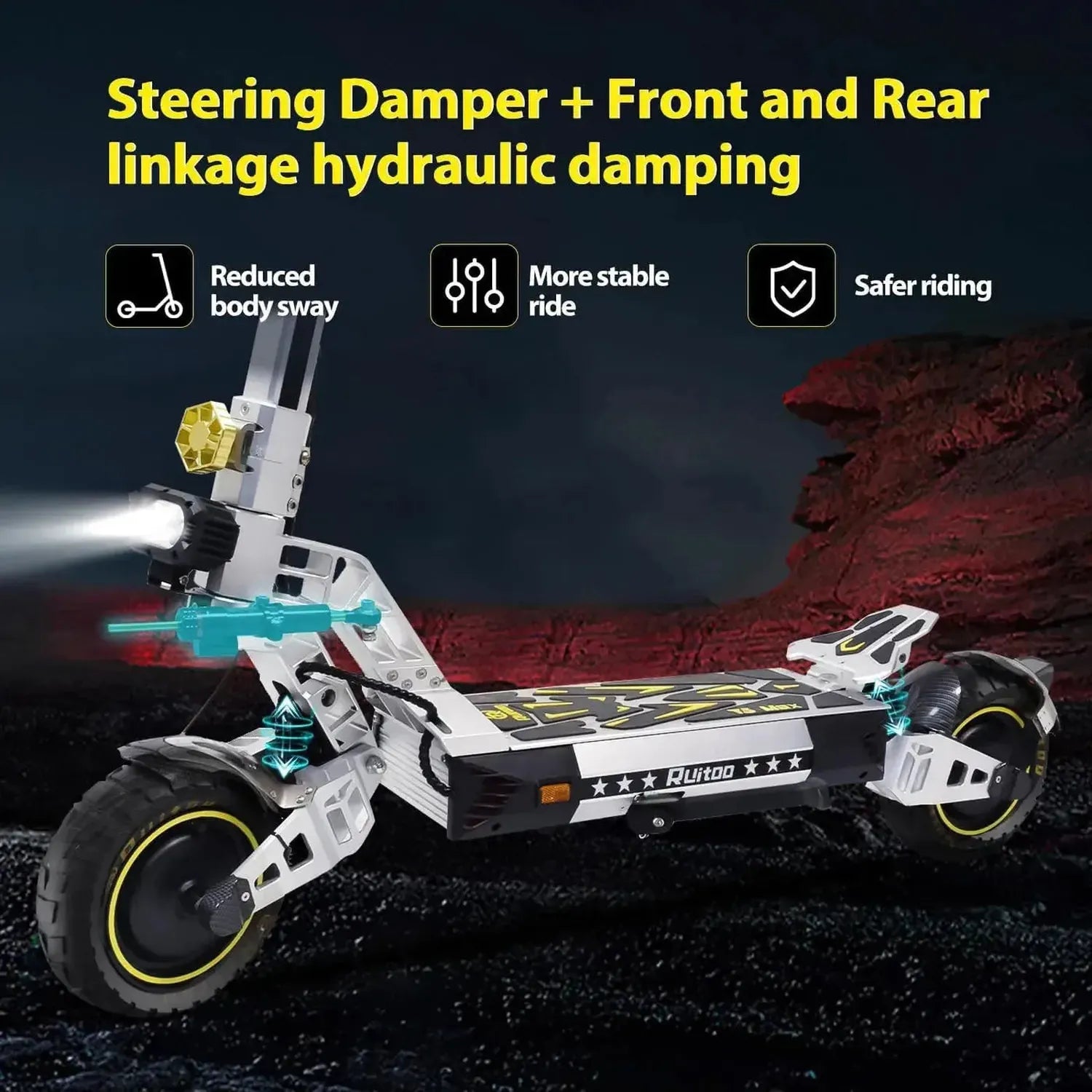 Ruitoo T3 Max Electric Scooter Long Range Off Road with Suspension up to 75 Km/h
