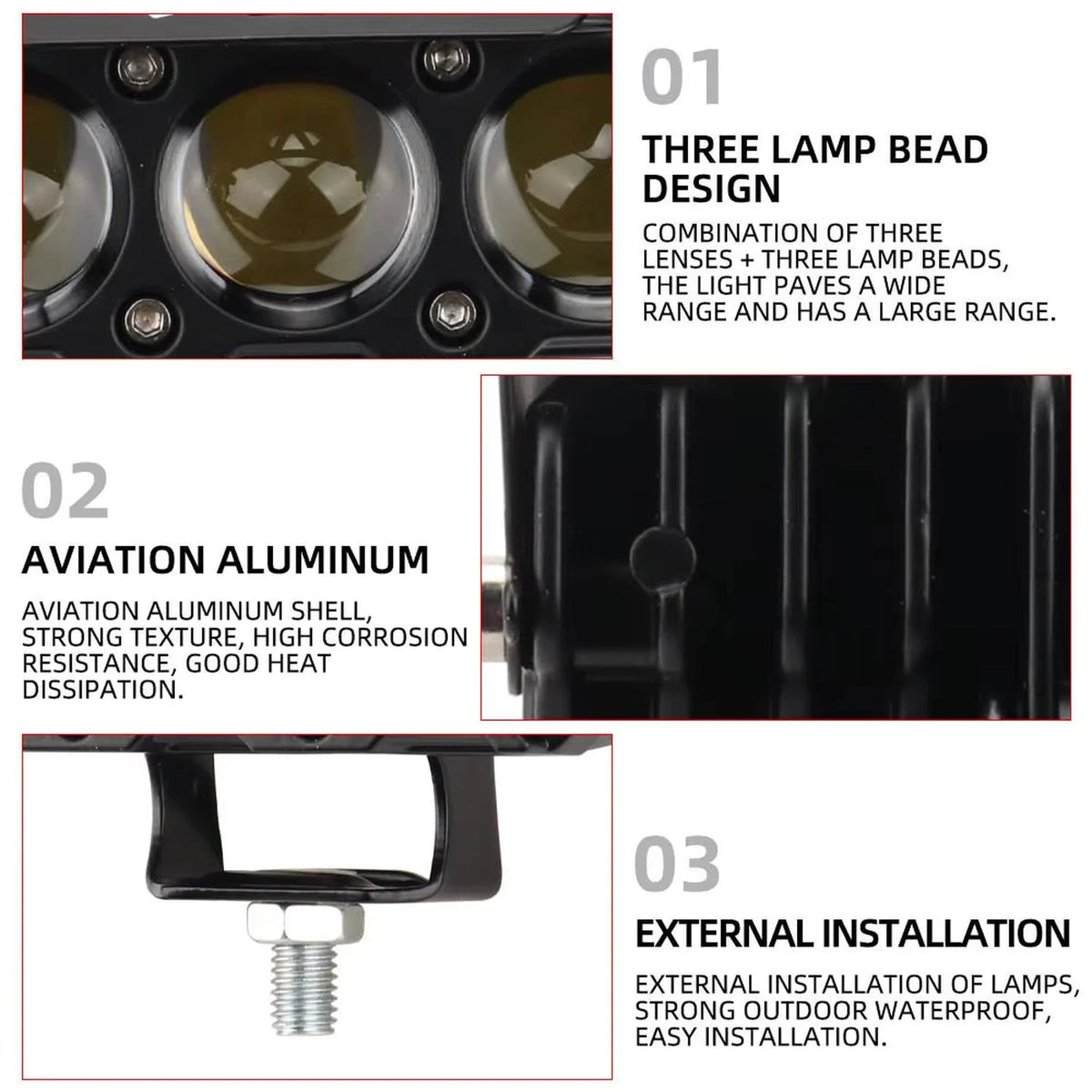 High Power LED Spotlight for Electric Bikes and Scooters 6000 Lumens