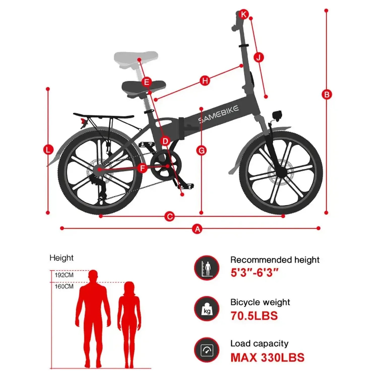 SAMEBIKE 20LVXD30-II Folding Electric Bike exclusive at Punk Ride