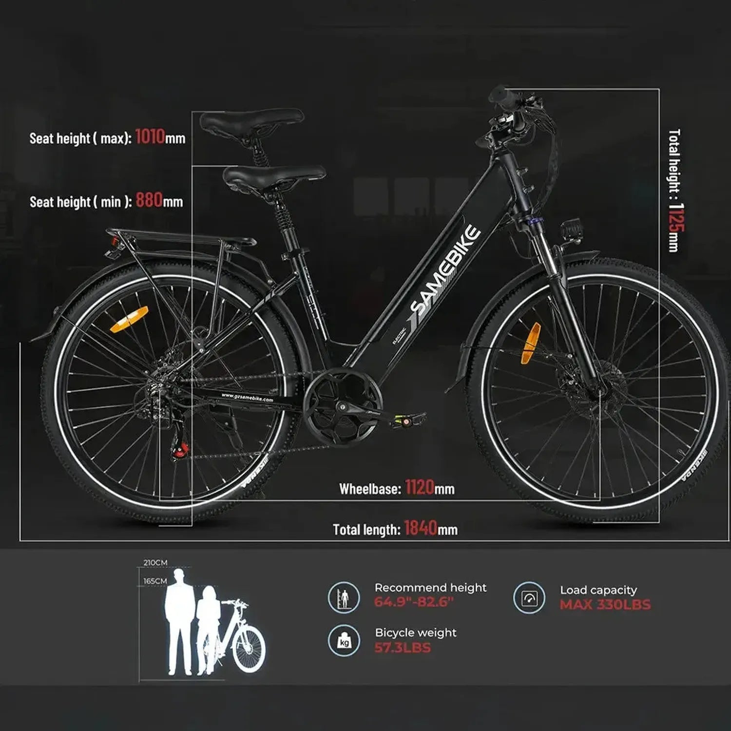 SAMEBIKE RS-A01 Pro Step Thru Electric Bike exclusive at Punk Ride