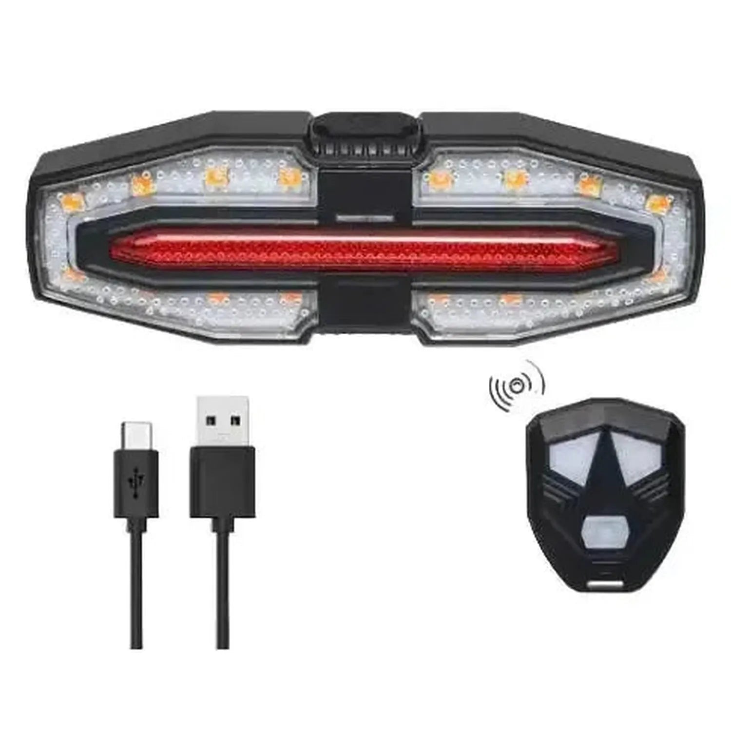 Lampka ostrzegawcza roweru ładowanego przez USB-C – tryby kierunkowskazów i hamulców