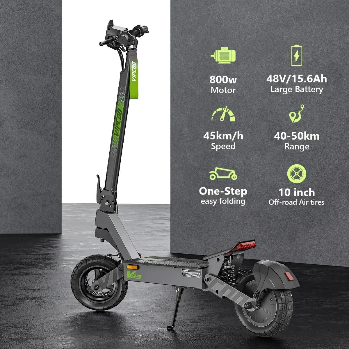 VIPCOO VS3 Electric Scooter Long Range Foldable with Dual Disc Brakes