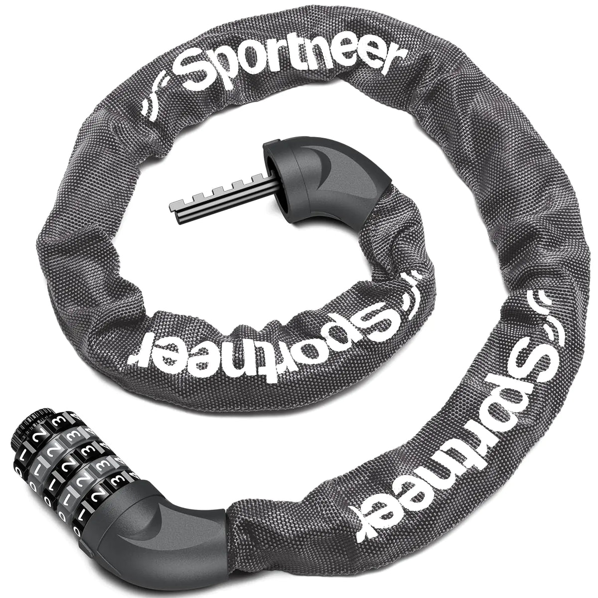 Sportneer Bike Lock: 5 Digit Combination High Security Anti Theft Bike Chain Lock - 3.2/3.6/4ft Heavy Duty Resettable Keyless Bicycle Lock for Bike Motorcycle Scooter Door & Gate - 6mm Thick