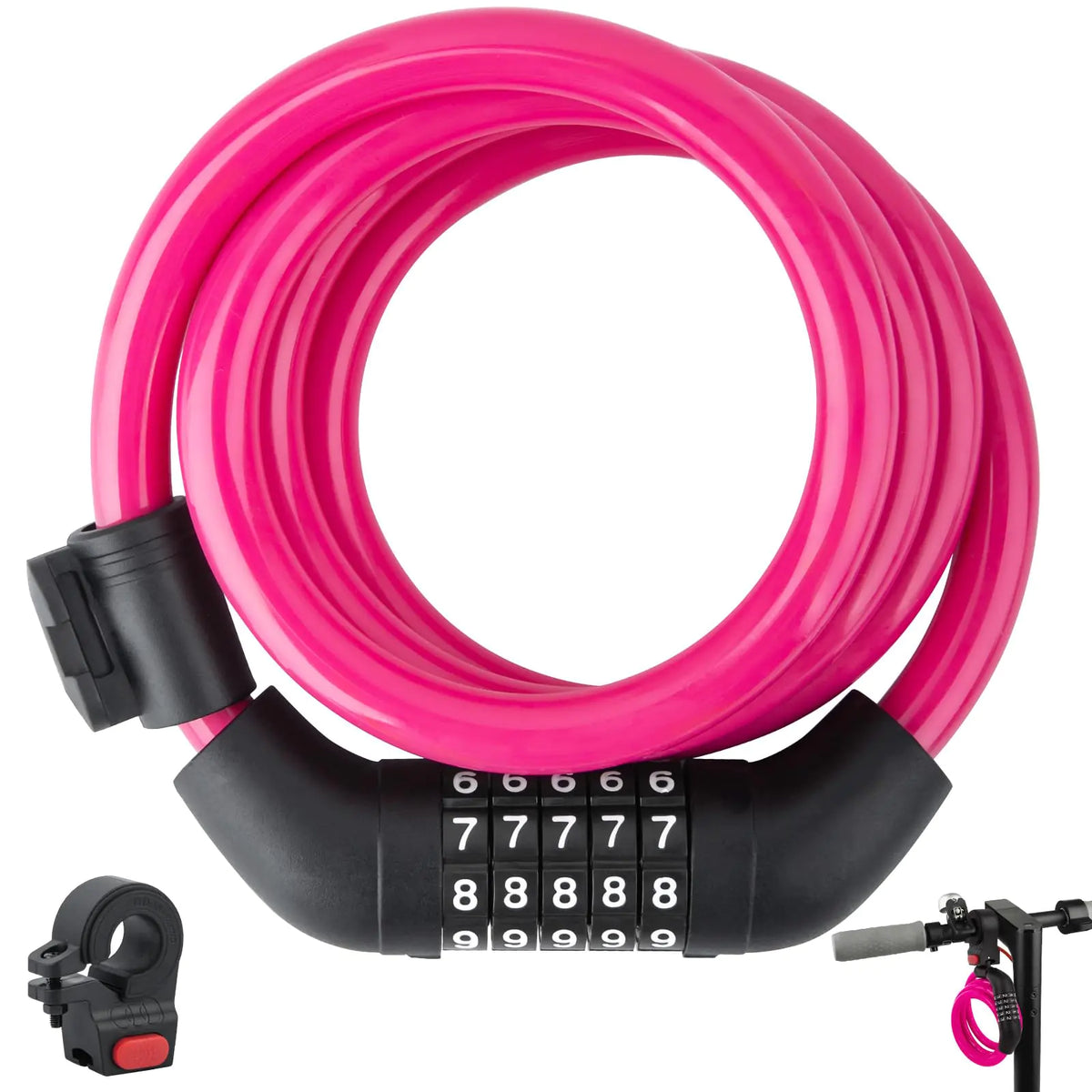 E Scooter Lock,Bike Lock 12mm Thick Bike Lock Cable High Security 5 Digit Resettable Combination Lock 4 Feet Bicycle Lock for Xiaomi M365/Pro2/Max/Ninebot/F Essential Scooter/Bicycle/Motor Lock