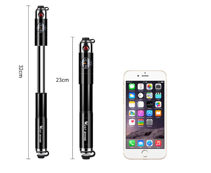 Mini High Pressure Bicycle Pump with Pressure Gauge
