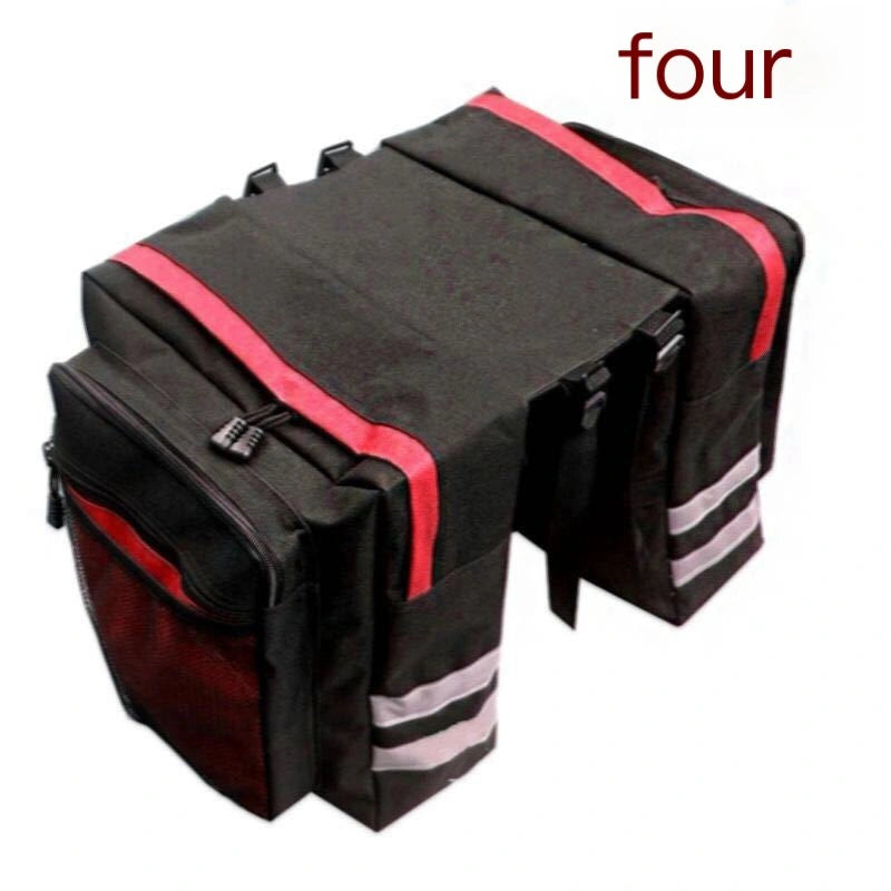 Black and Red Bicycle Touring Pannier Bag — 600D shown on white background