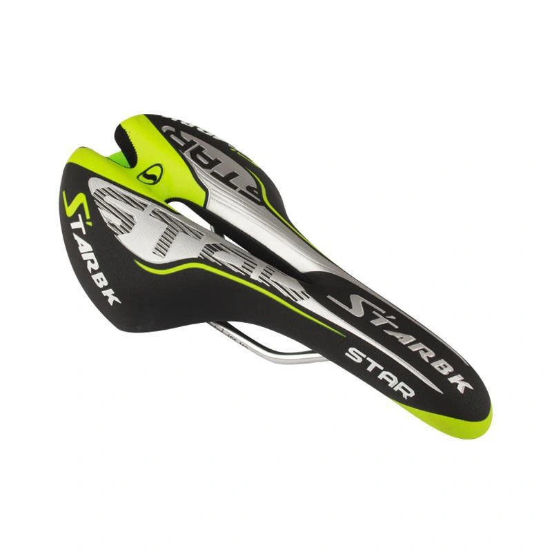 Green Bicycle Saddle — PU and EVA shown on white background